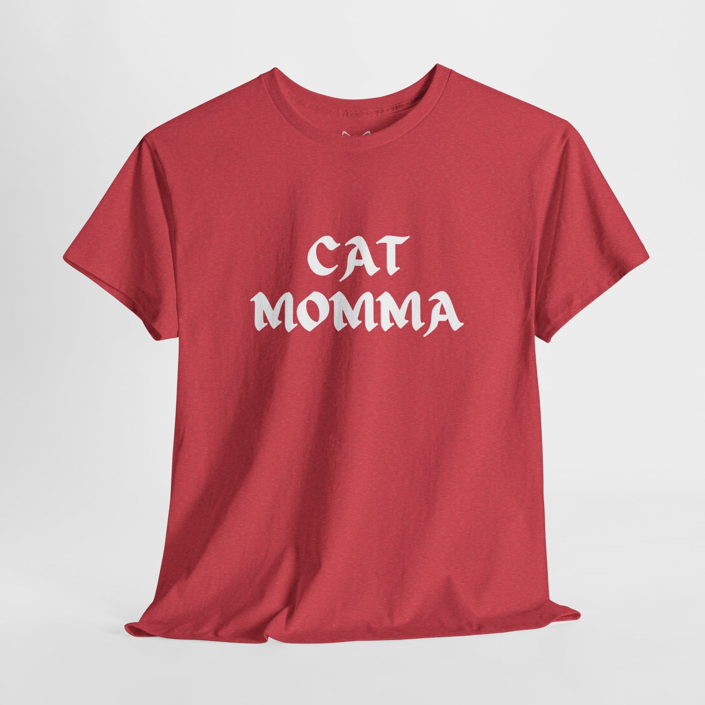 Heather red t shirt- text cat momma