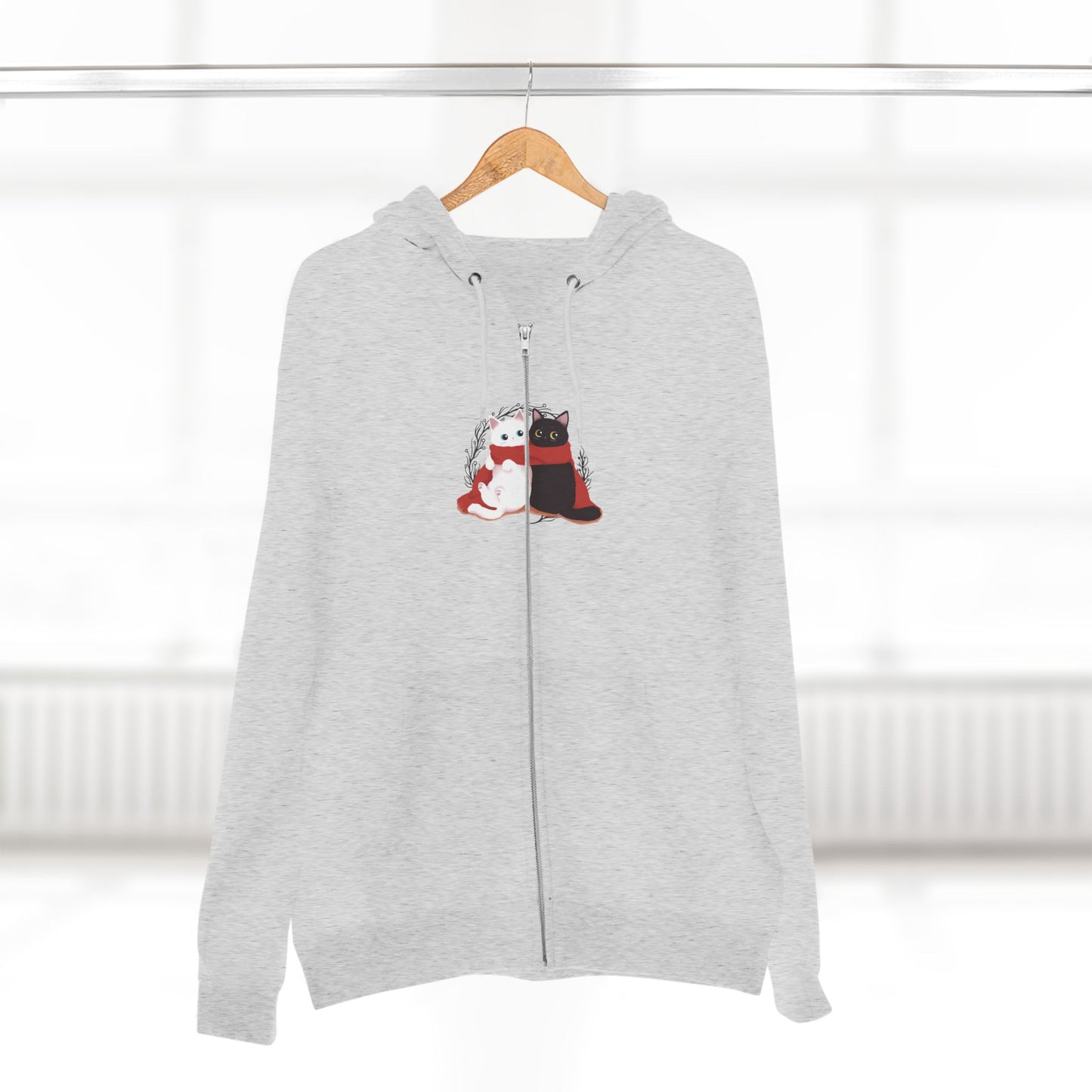 Winter Cat Love Zip Hoodie