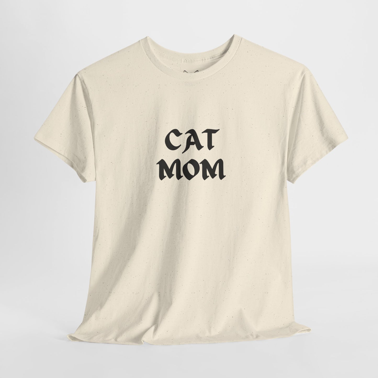 Natural color t shirt- text cat mom