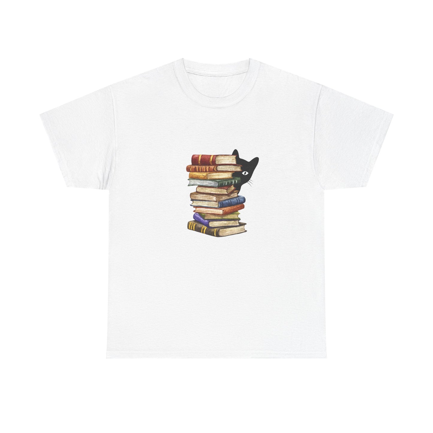 Cute books and cat tee