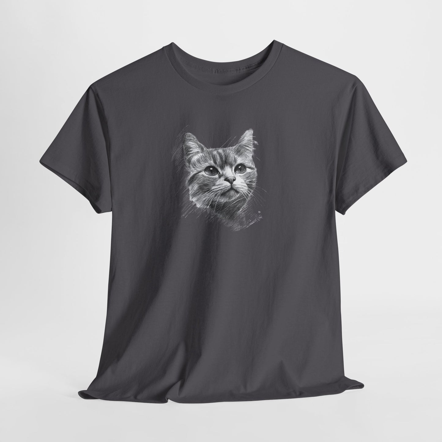 Charcoal t shirt- cute cat sketch