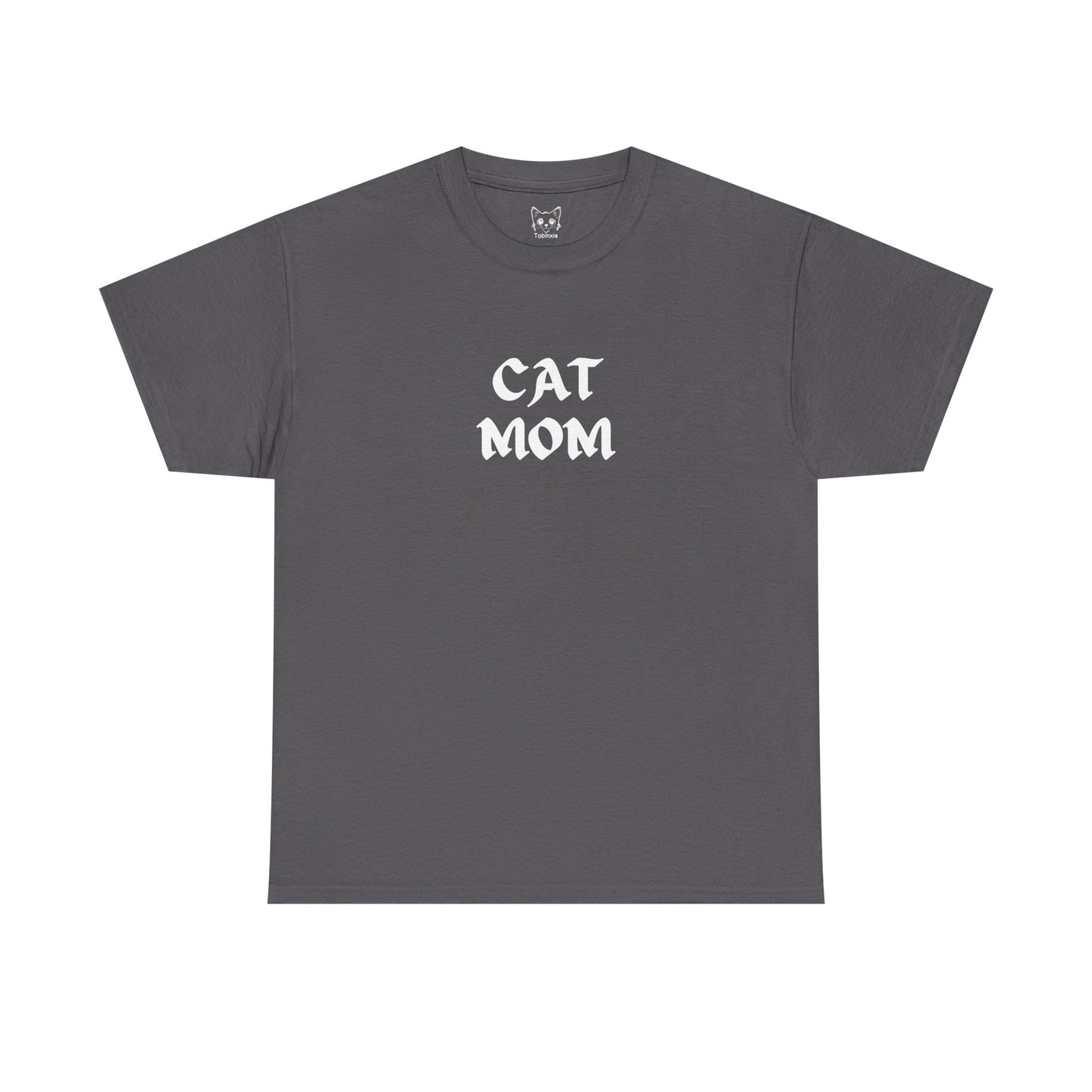 Charcoal color t shirt- text CAT MOM