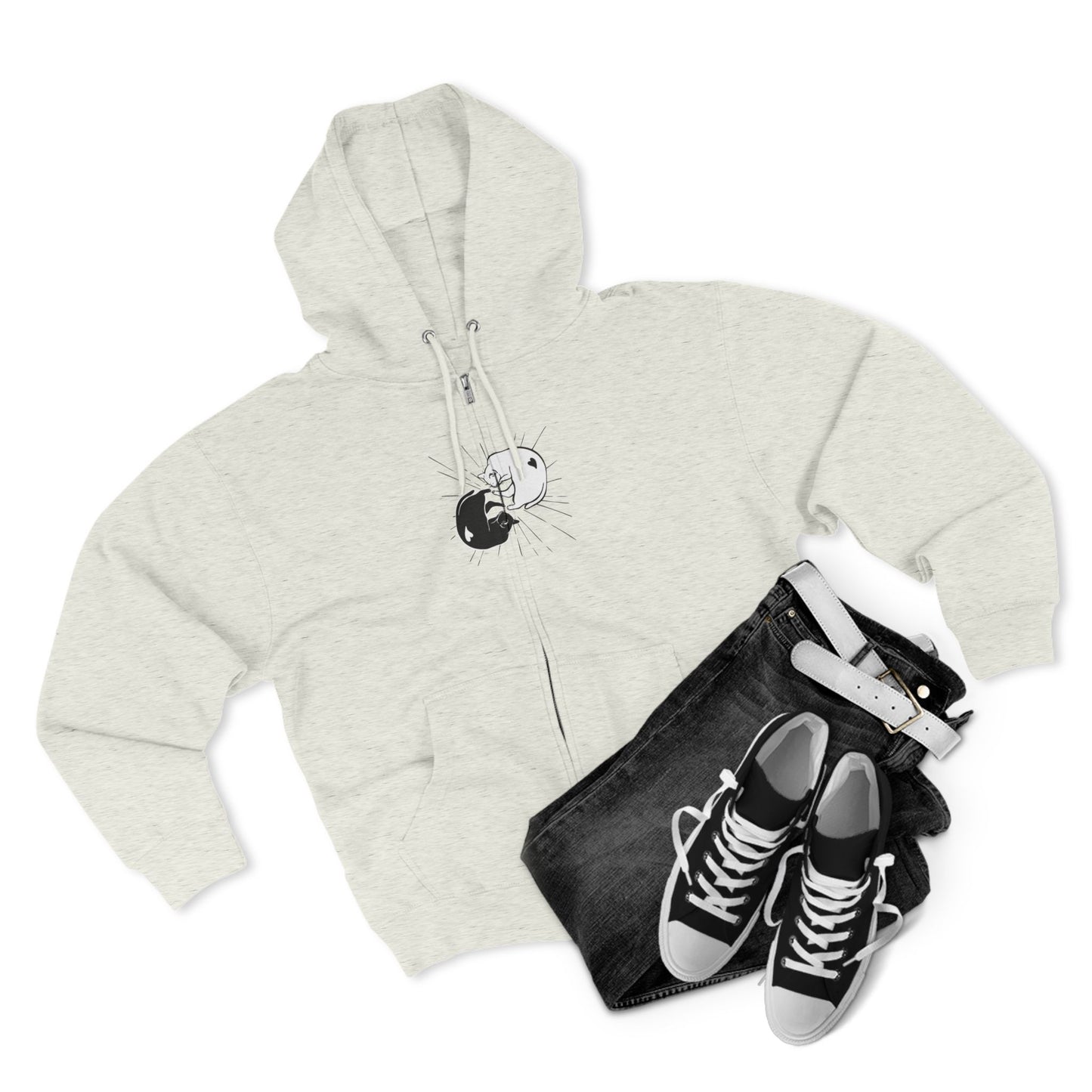 Yin and Yang Cats Zip Hoodie
