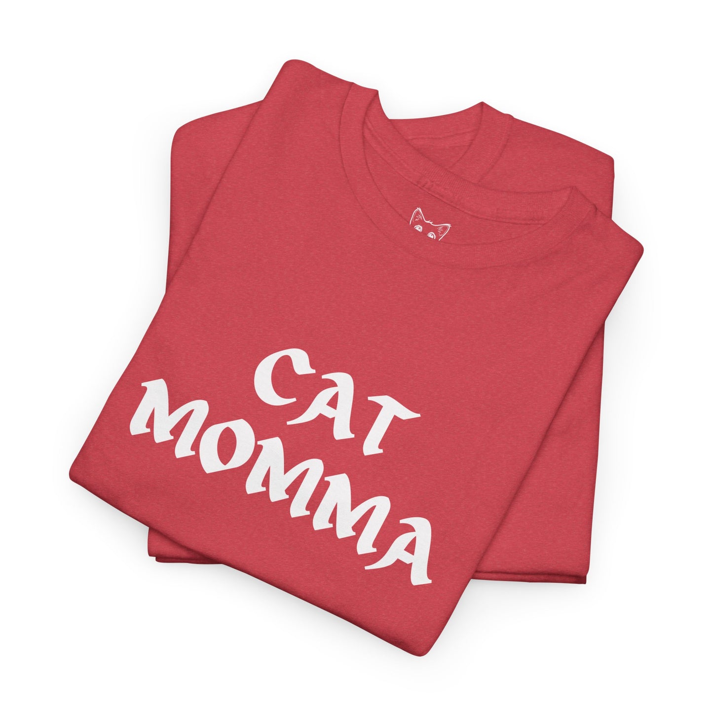 Heather red t shirt- text cat momma