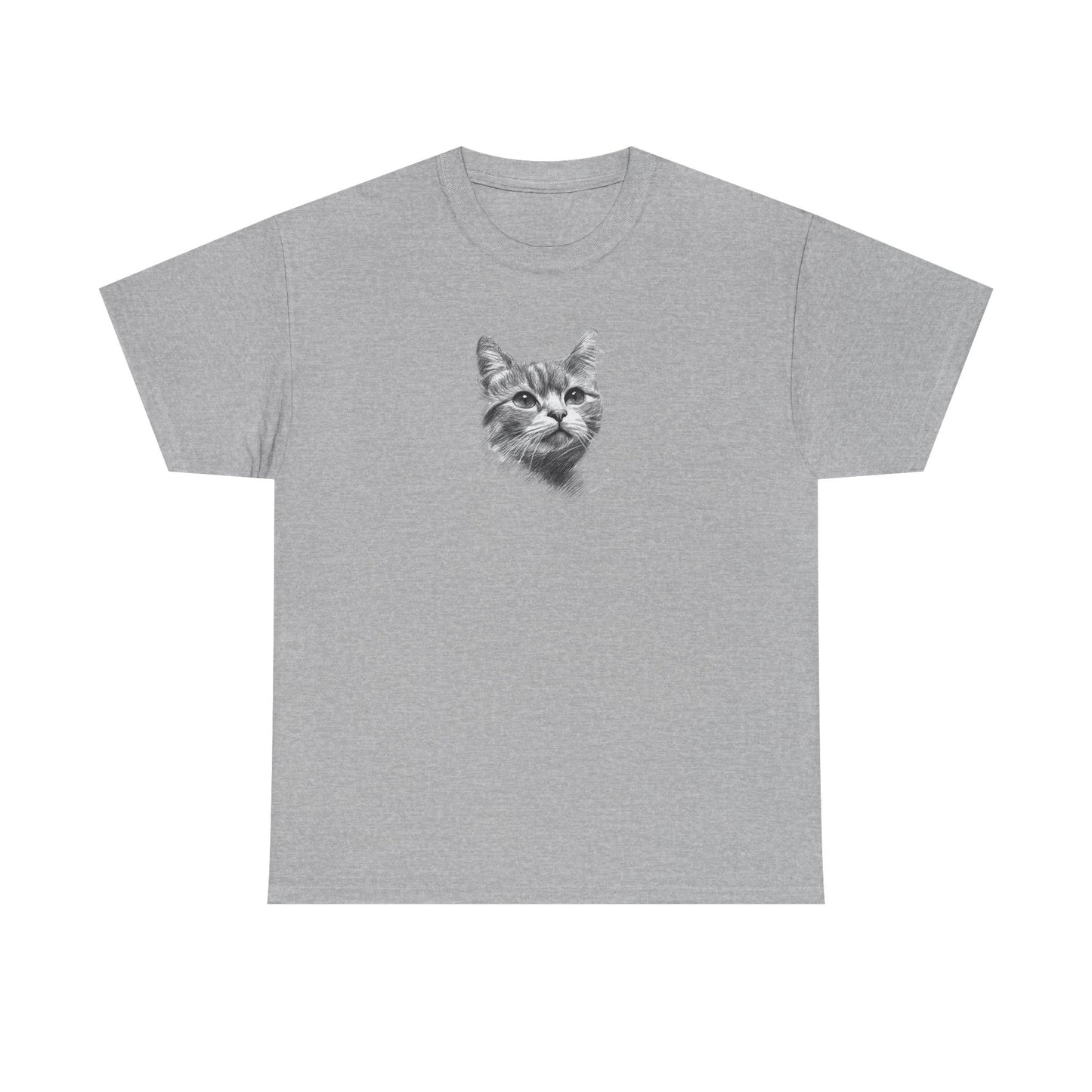 Sports grey t shirt- cute cat sketch