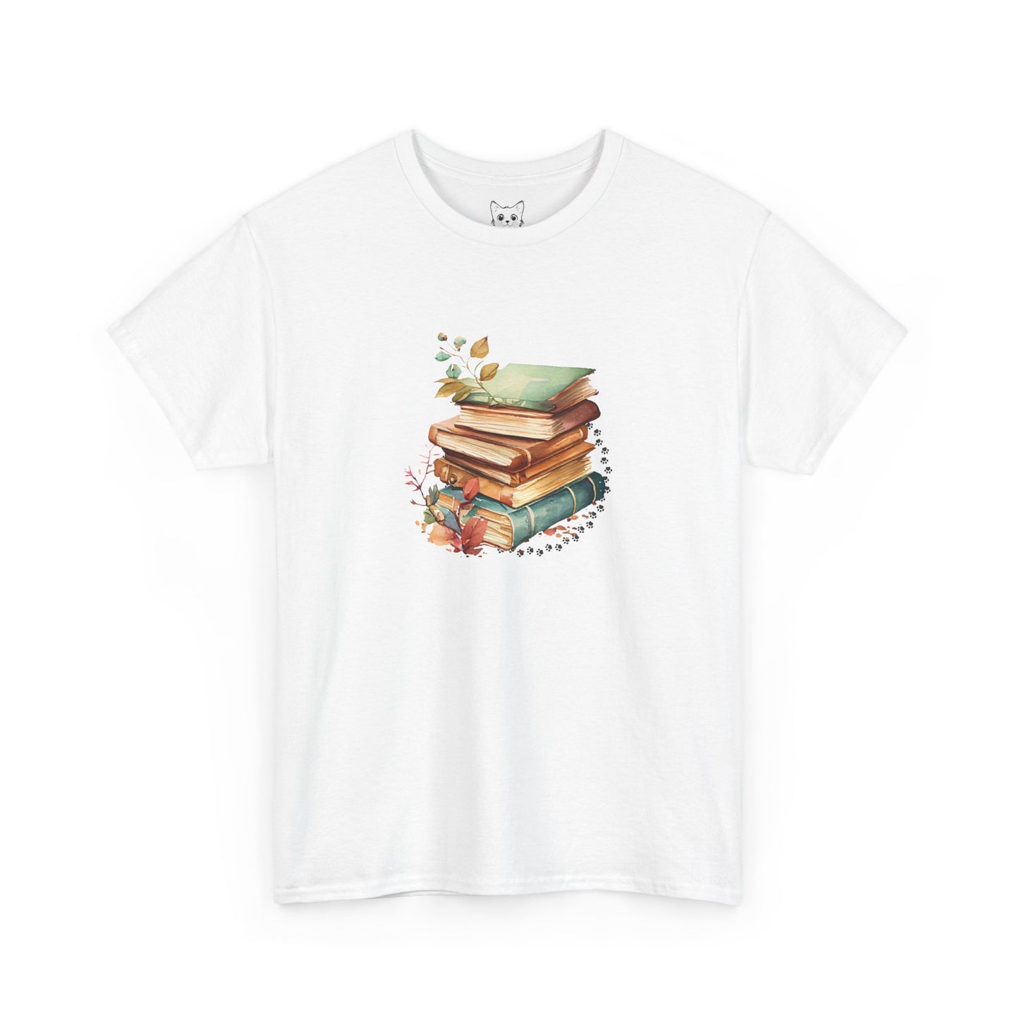 Books and paw print Tee
