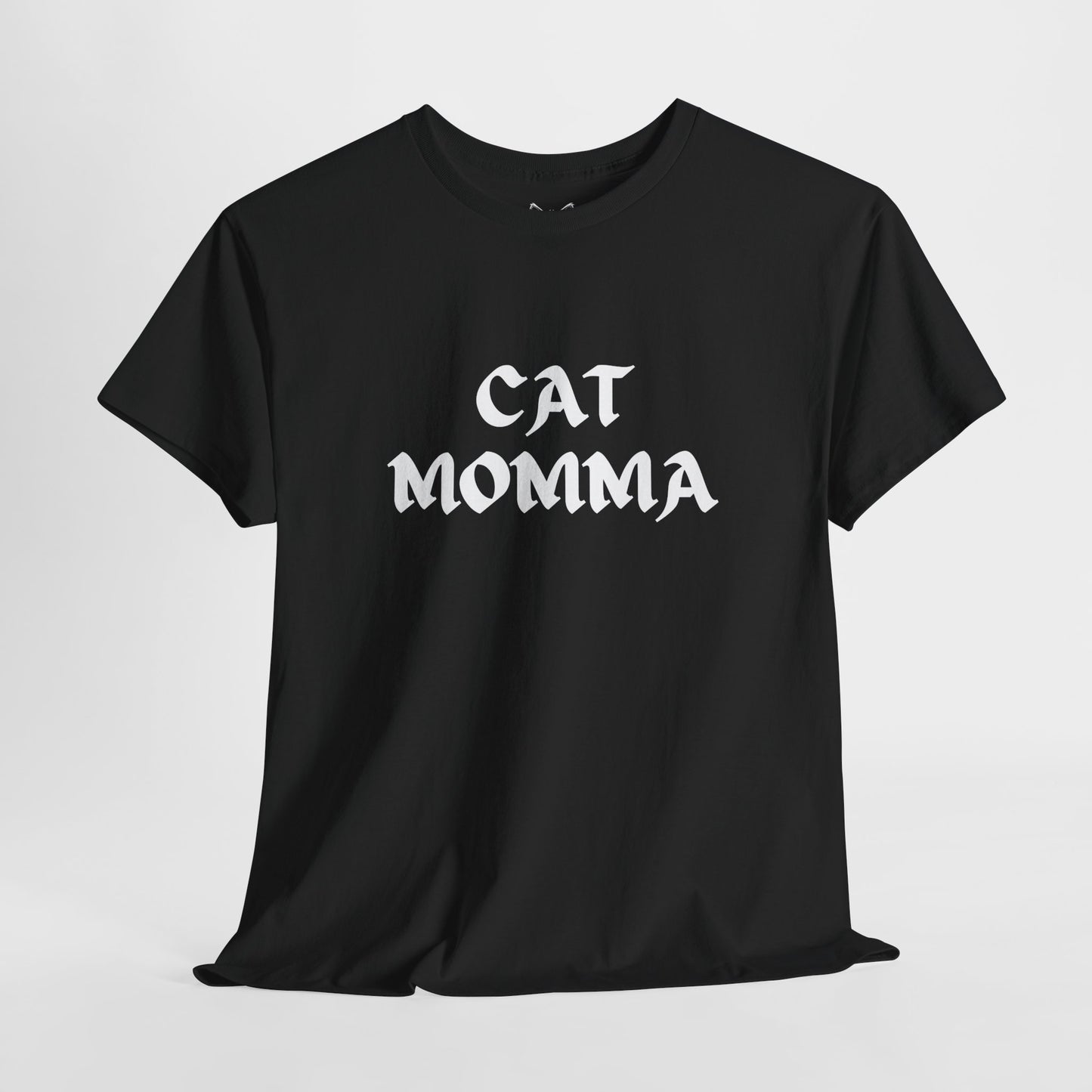 black t shirt- text cat momma