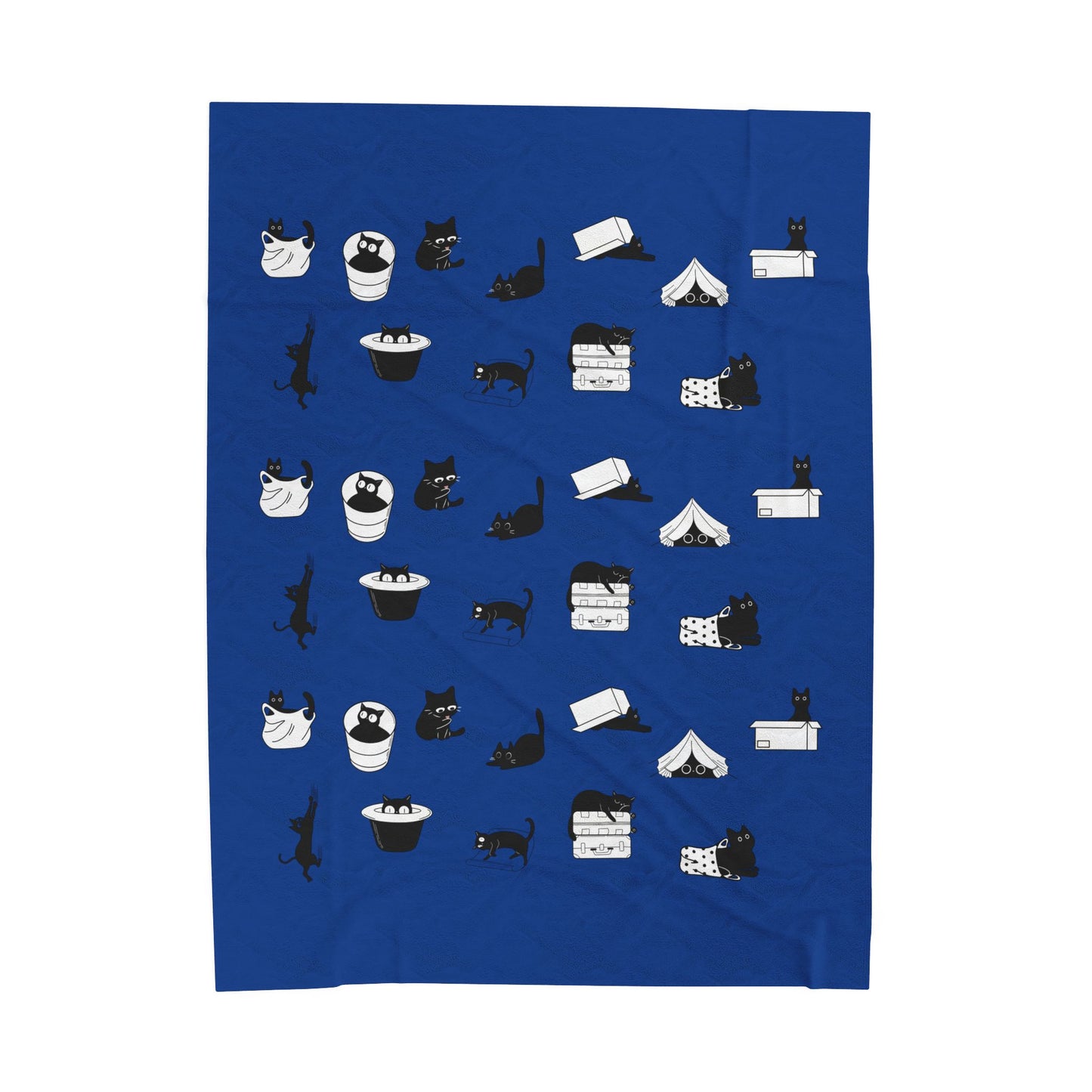 Blue Mischievous Clowder Velveteen Plush Blanket