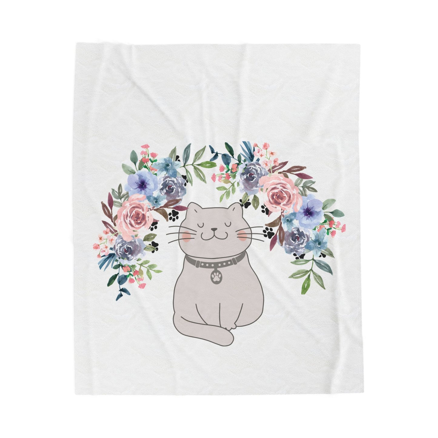 Flower Crown Cat Velveteen Plush Blanket