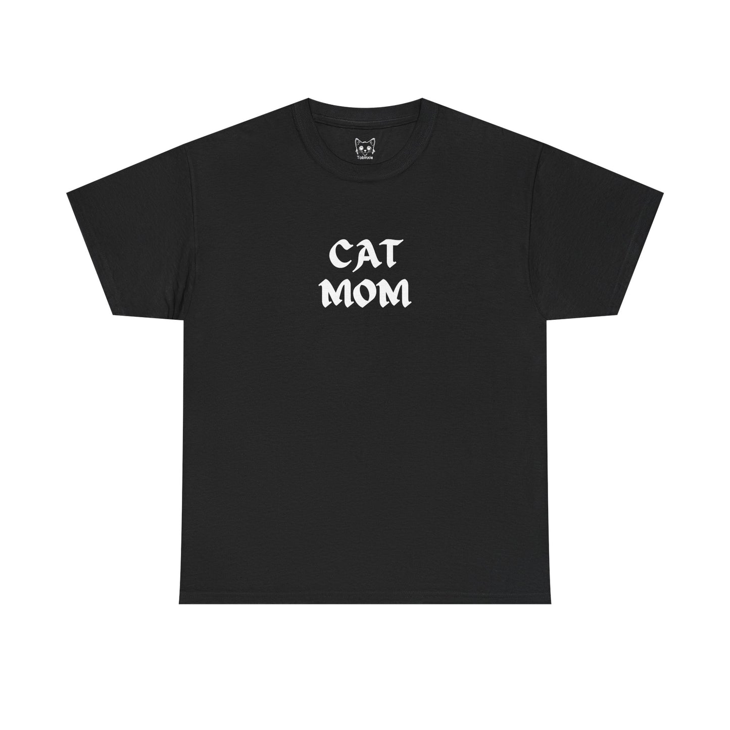 Black t shirt. text CAT MOM