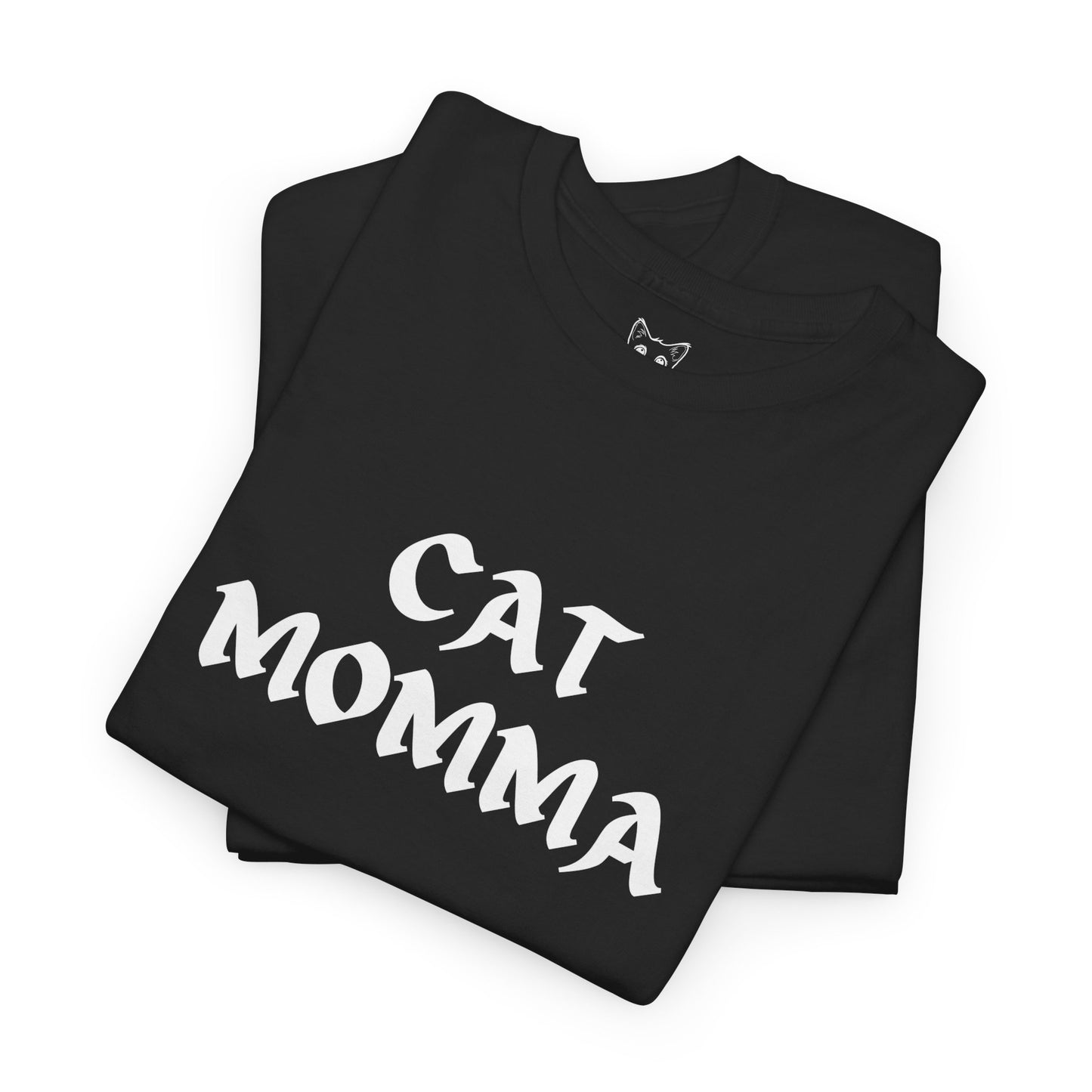 black t shirt- text cat momma