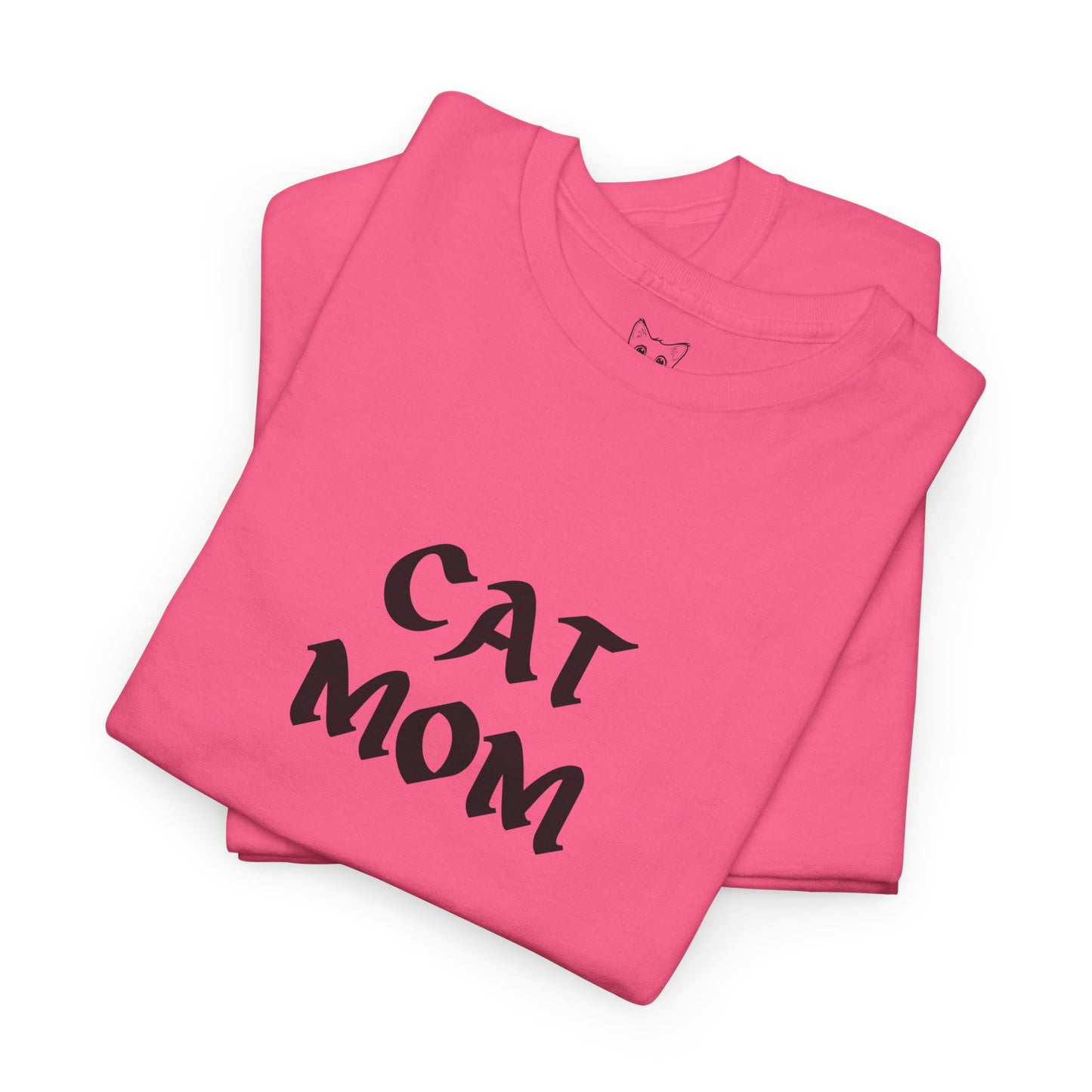 Pink color t shirt- text cat mom