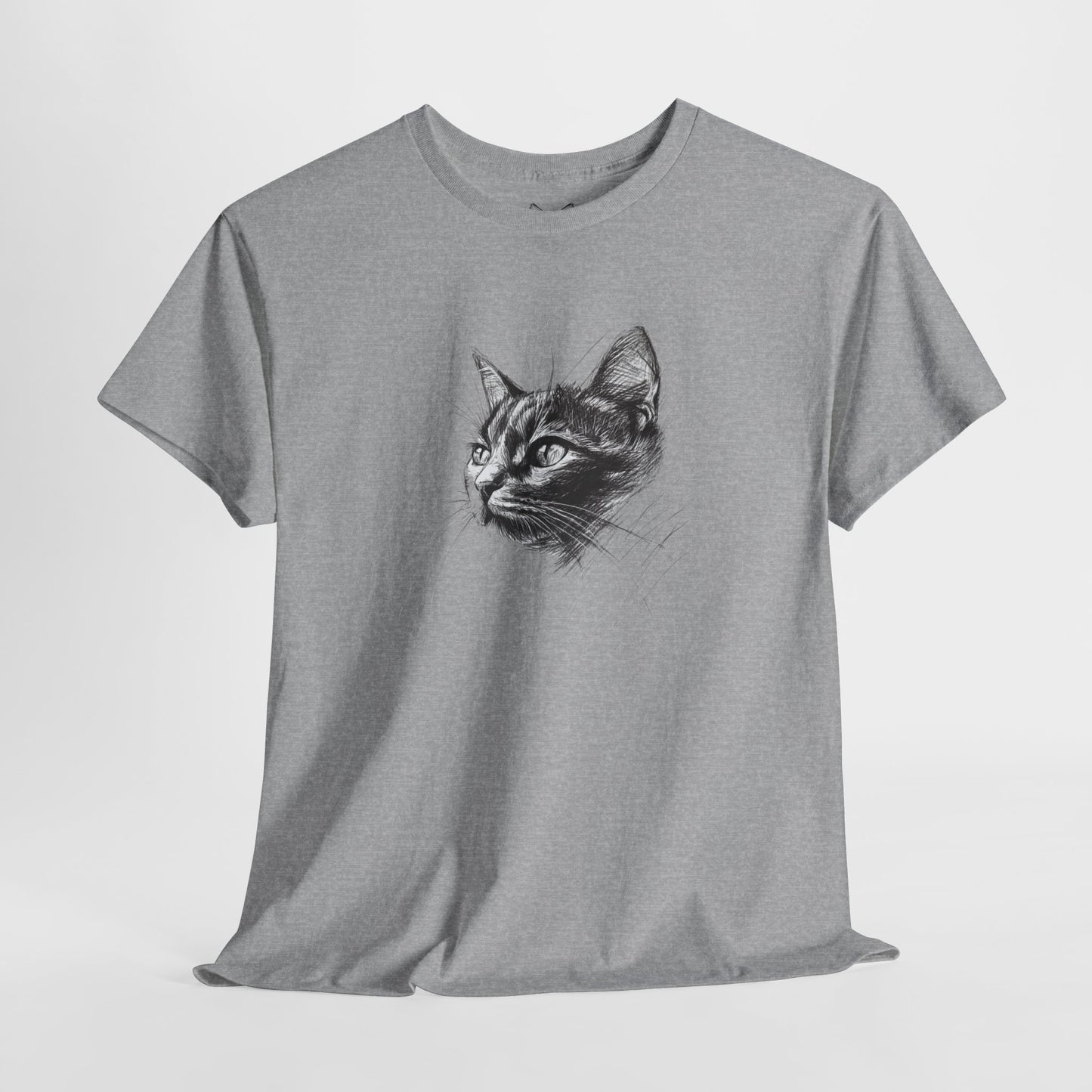 Sports grey t shirt- dark cat sketch