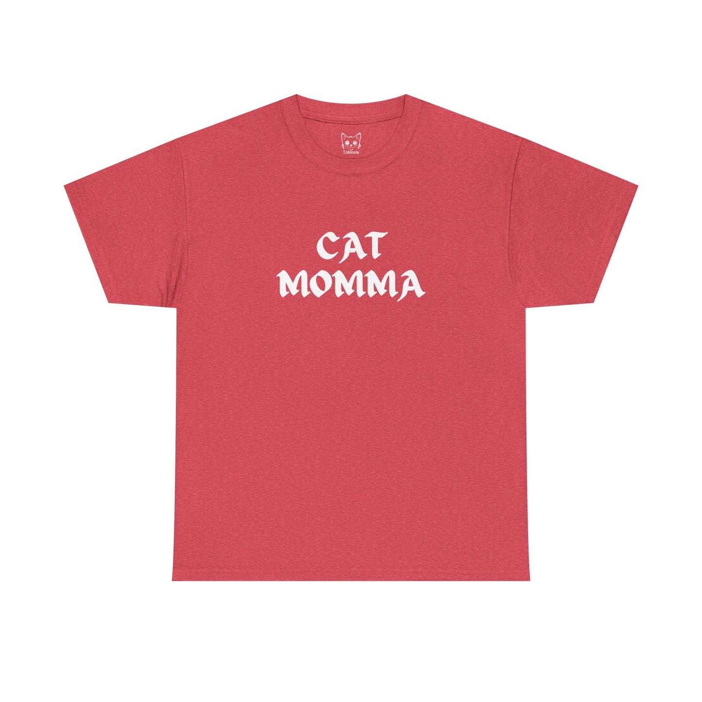 Heather red t shirt- text cat momma