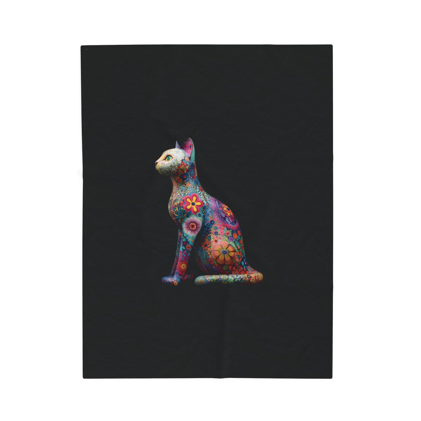Colorful cat statue velveteen blanket