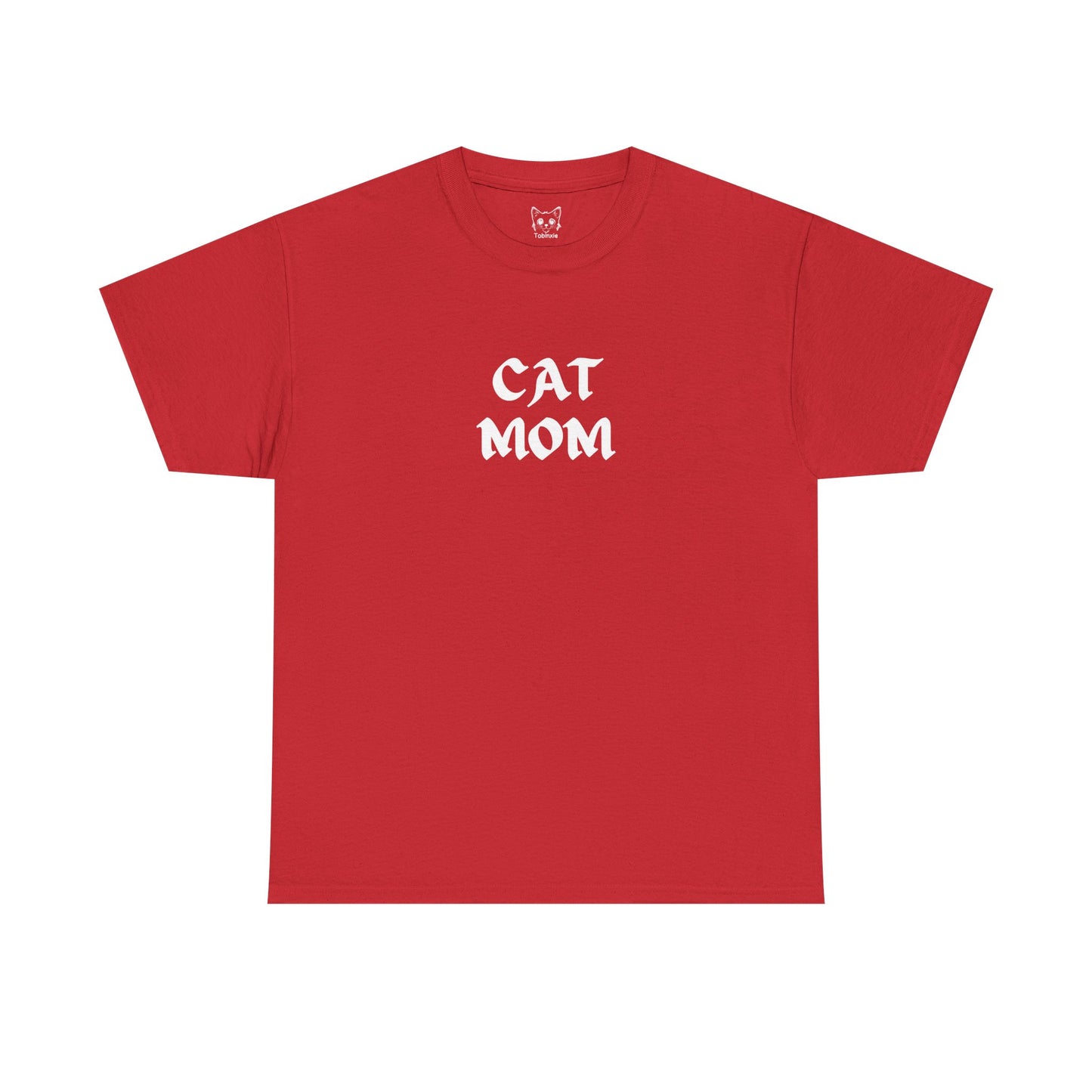 Red t shirt- text CAT MOM