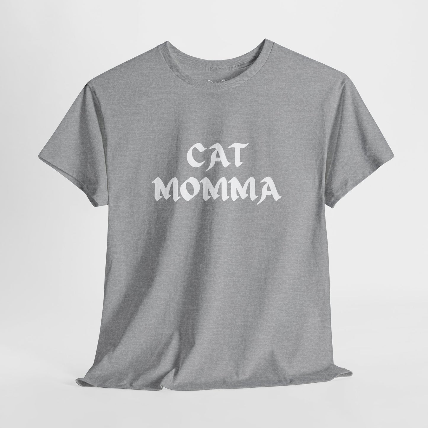 Grey t shirt- text cat momma
