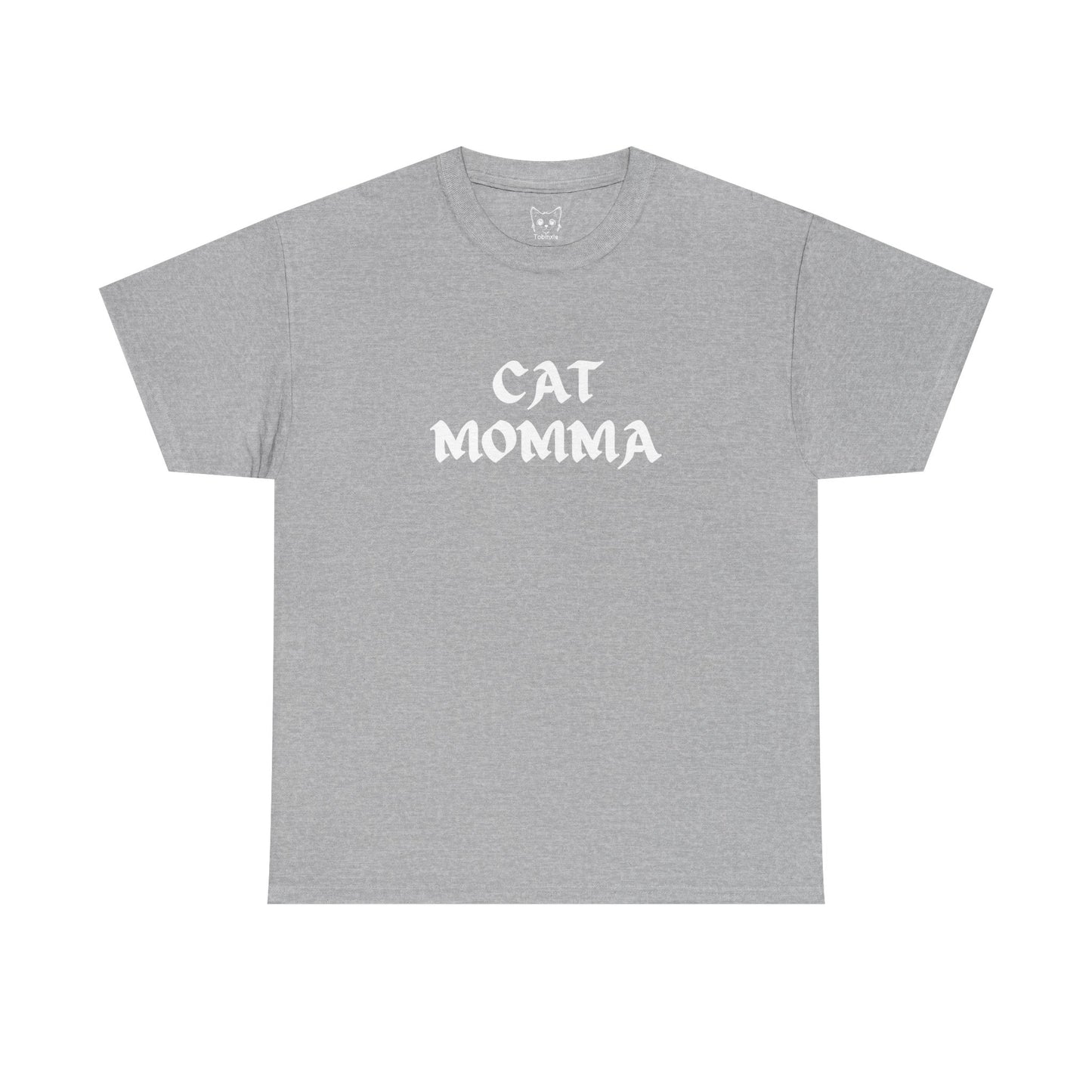 Grey t shirt- text cat momma