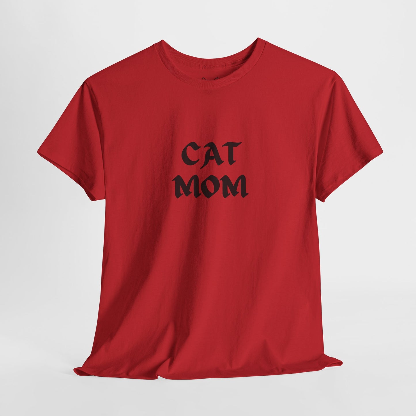 Red color t shirt- text cat mom