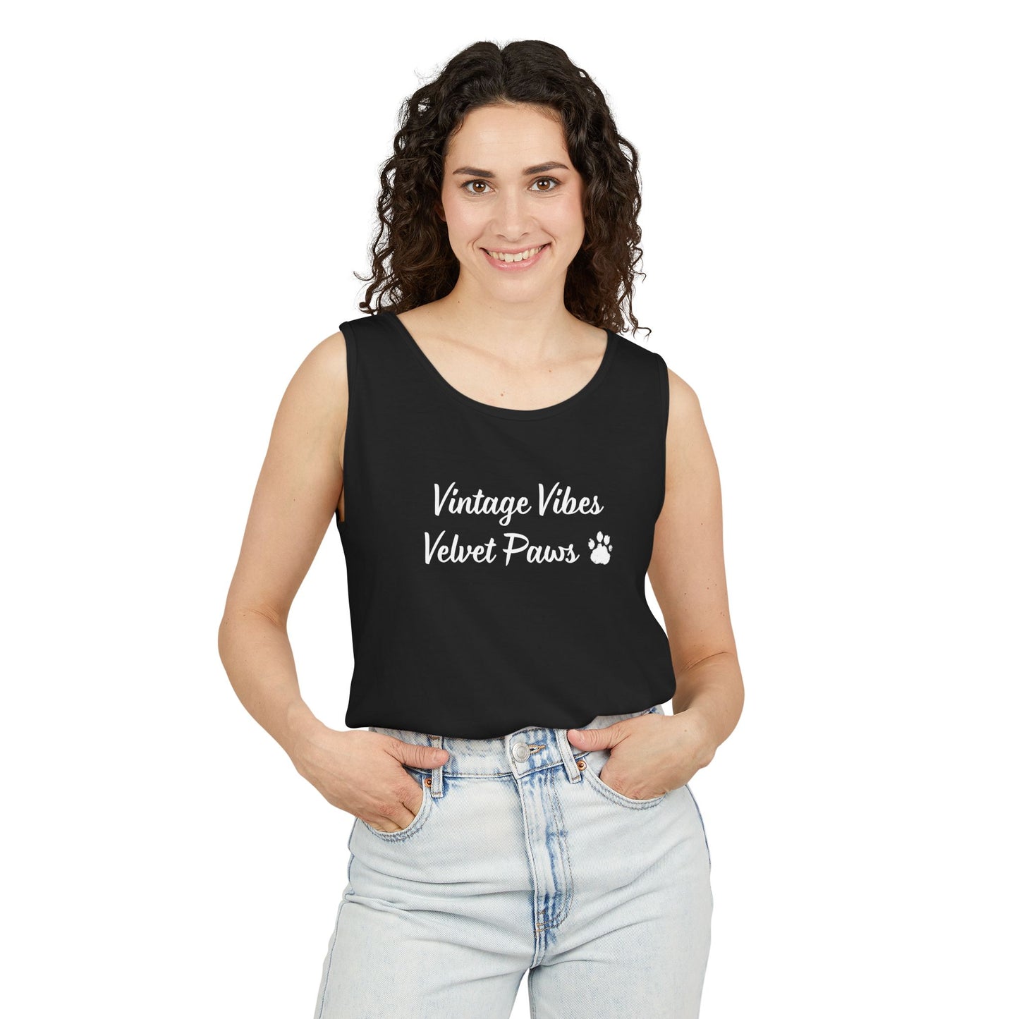 Cat Vintage Vibes Tank Top (White)