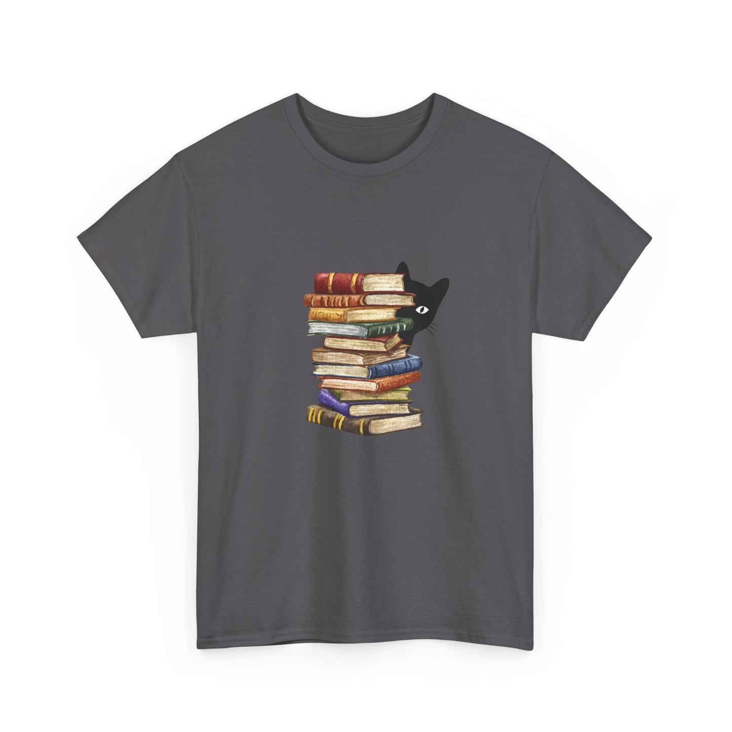Cute cat and books tee