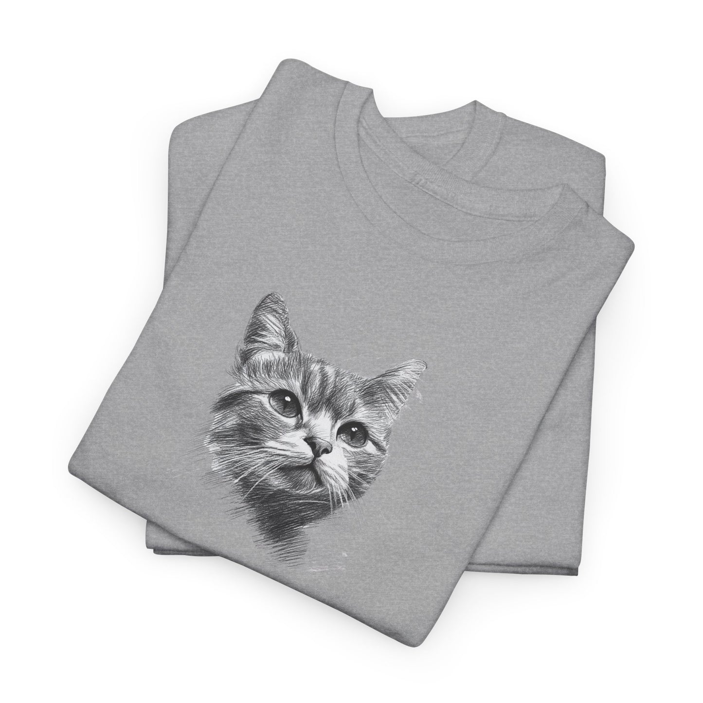 Sports grey t shirt- cute cat sketch