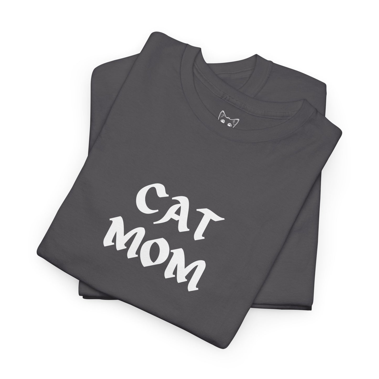 Charcoal color t shirt- text CAT MOM