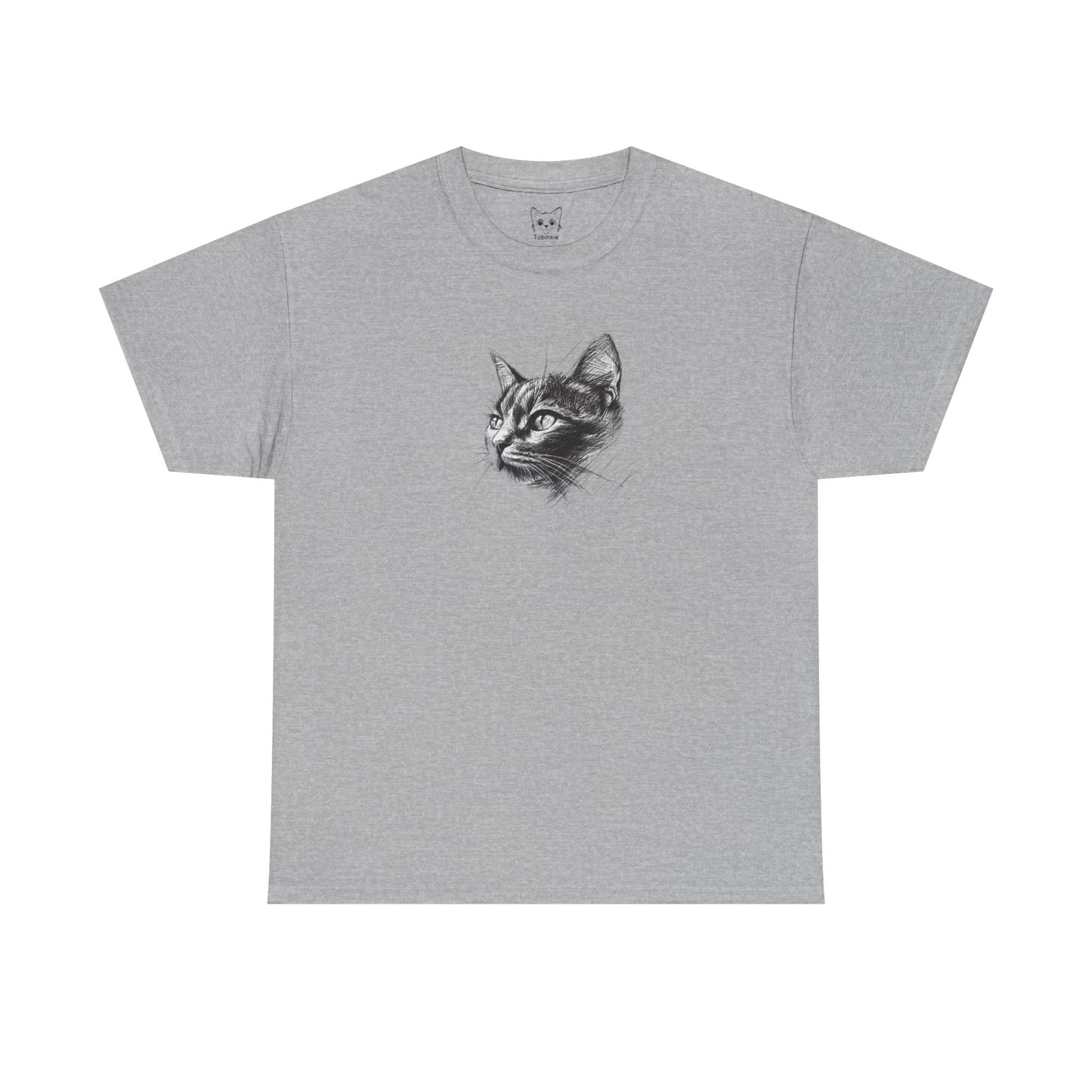 Sports grey t shirt- dark cat sketch