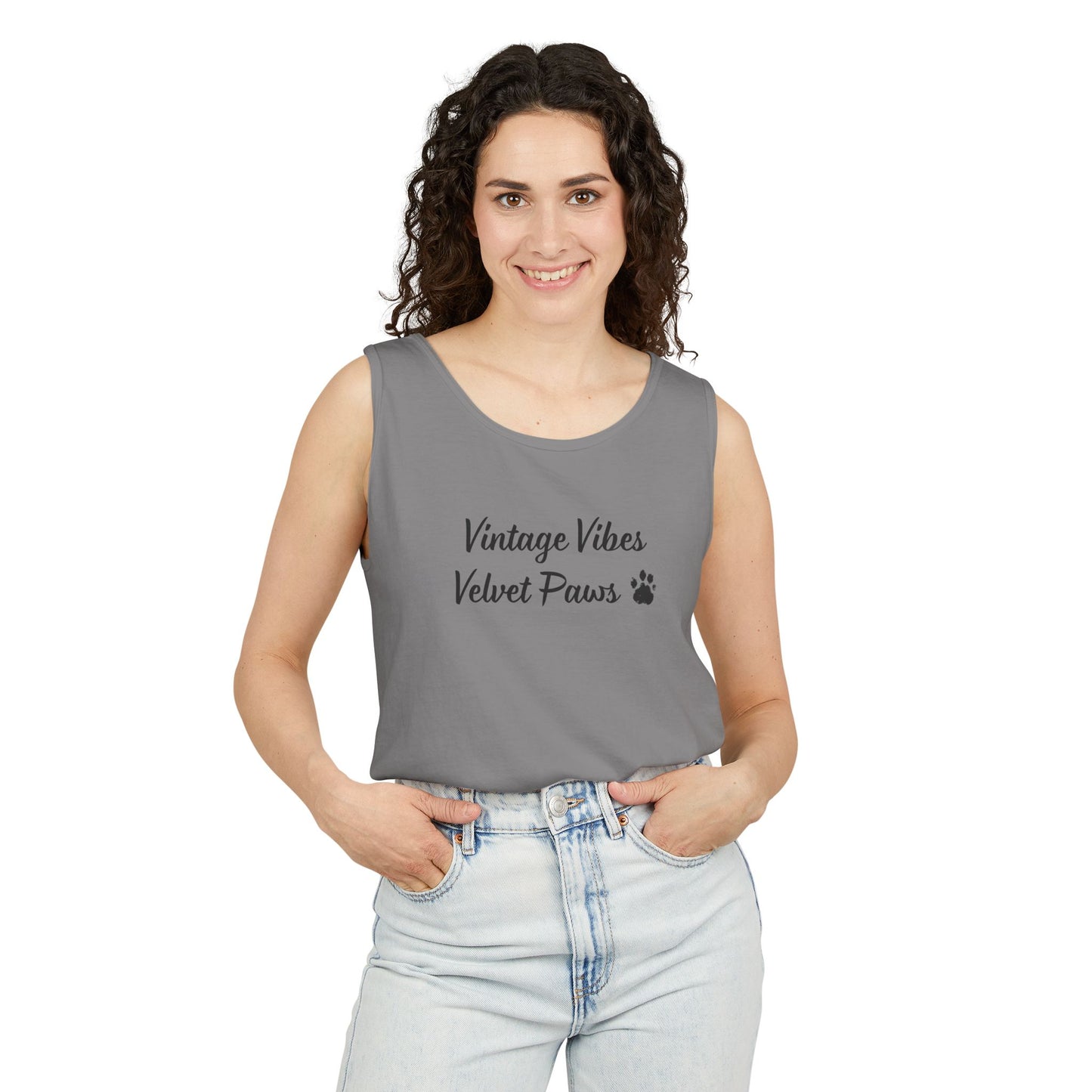 Cat Vintage Vibes Tank Top (Black)