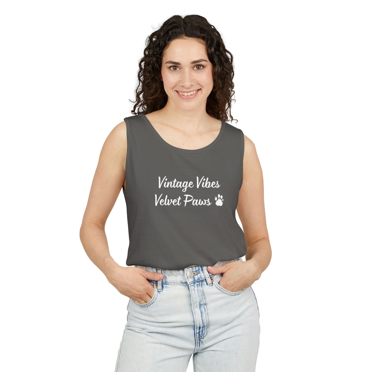 Cat Vintage Vibes Tank Top (White)