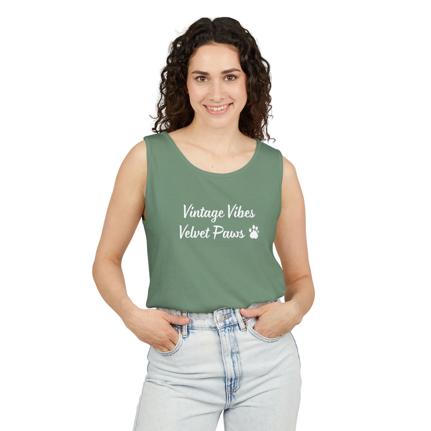 Cat Vintage Vibes Tank Top (White)