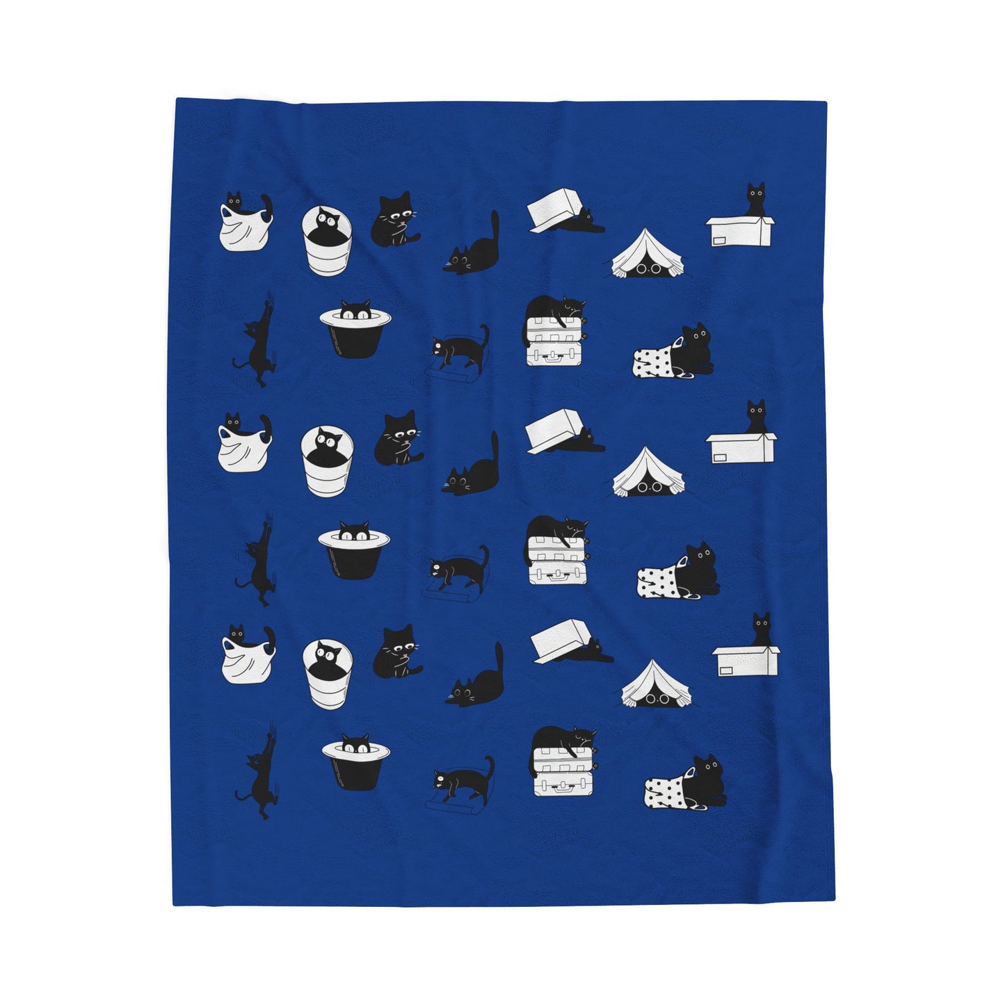 Blue Mischievous Clowder Velveteen Plush Blanket