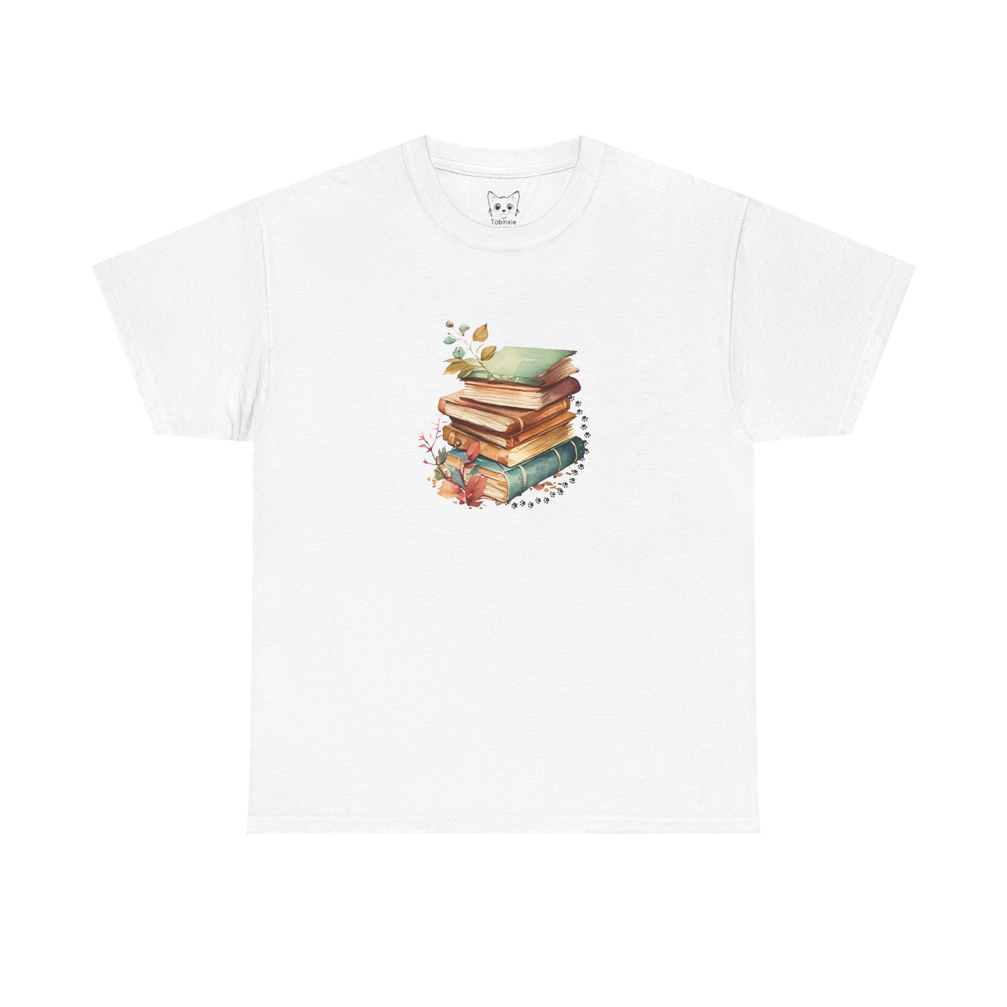 Books and paw print Tee