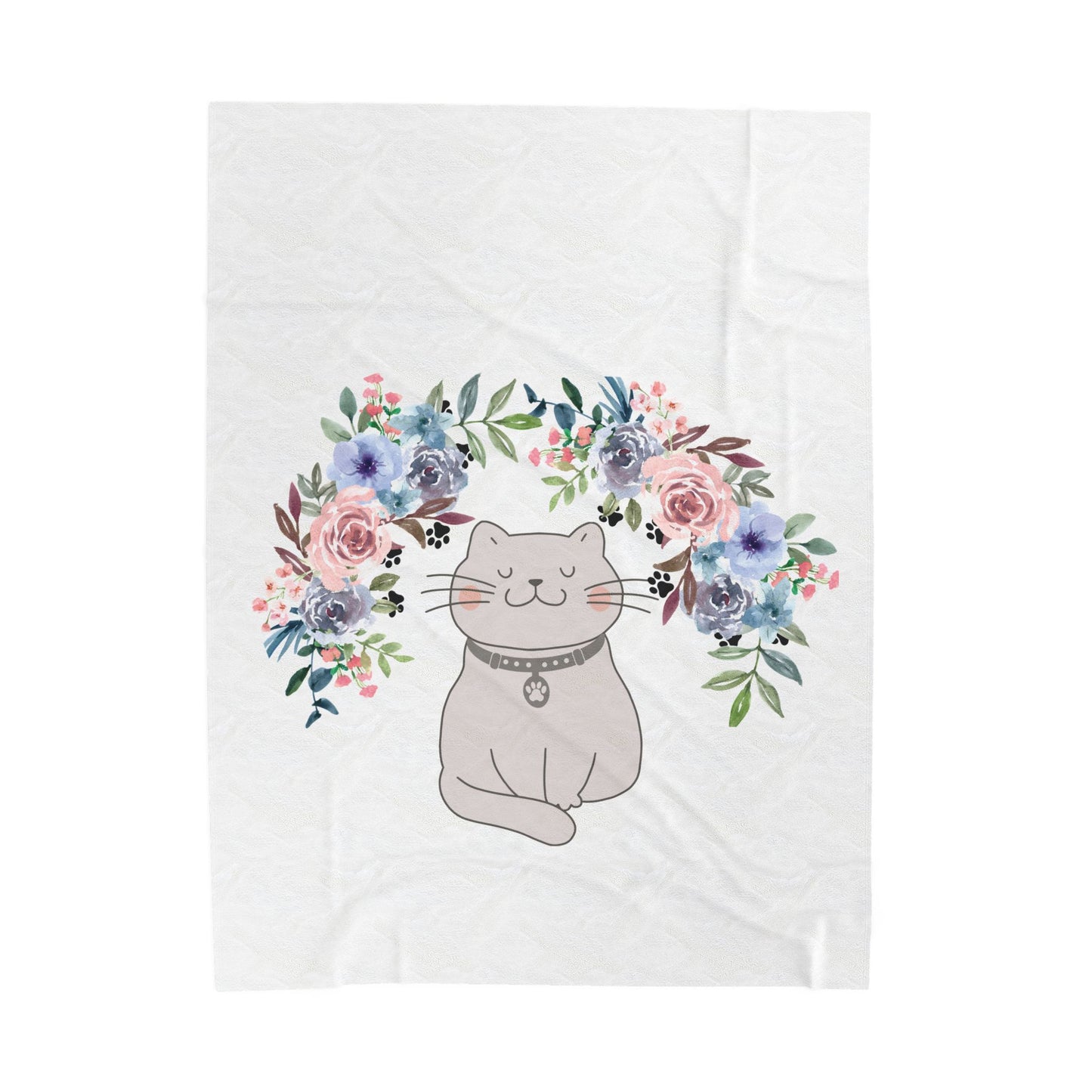 Flower Crown Cat Velveteen Plush Blanket