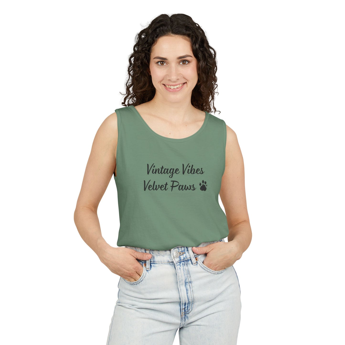Cat Vintage Vibes Tank Top (Black)