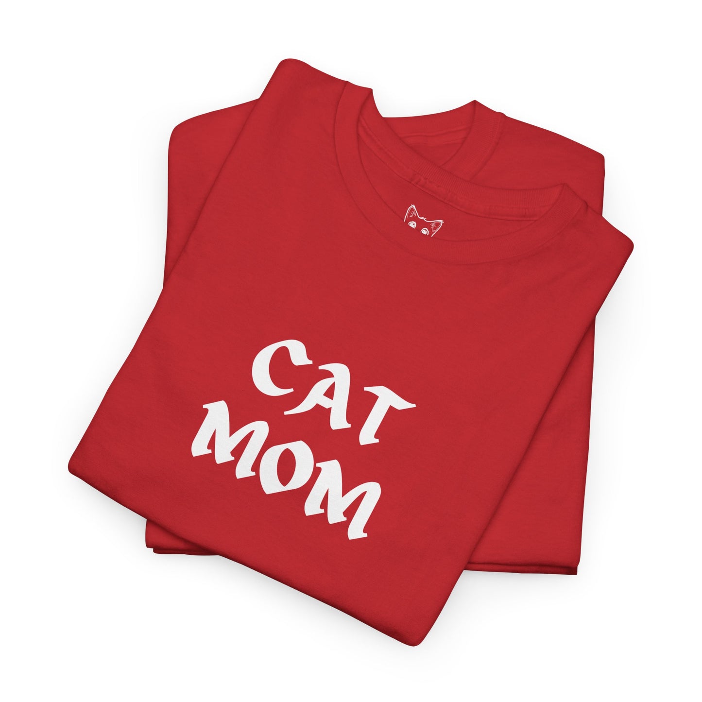 Red t shirt- text CAT MOM