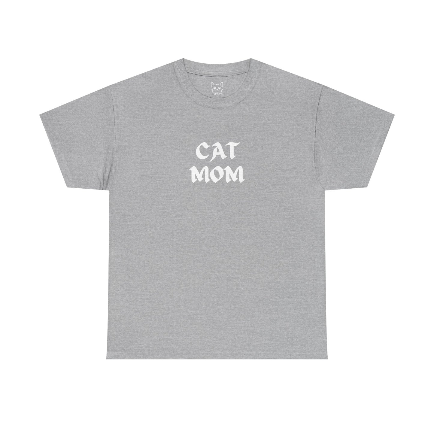 Sports grey t shirt - text CAT MOM