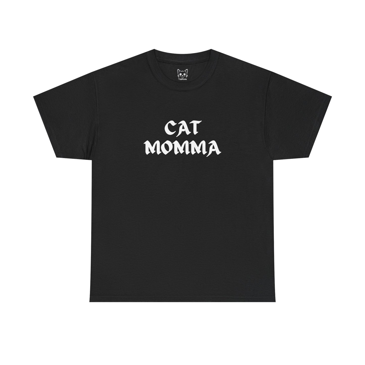 black t shirt- text cat momma