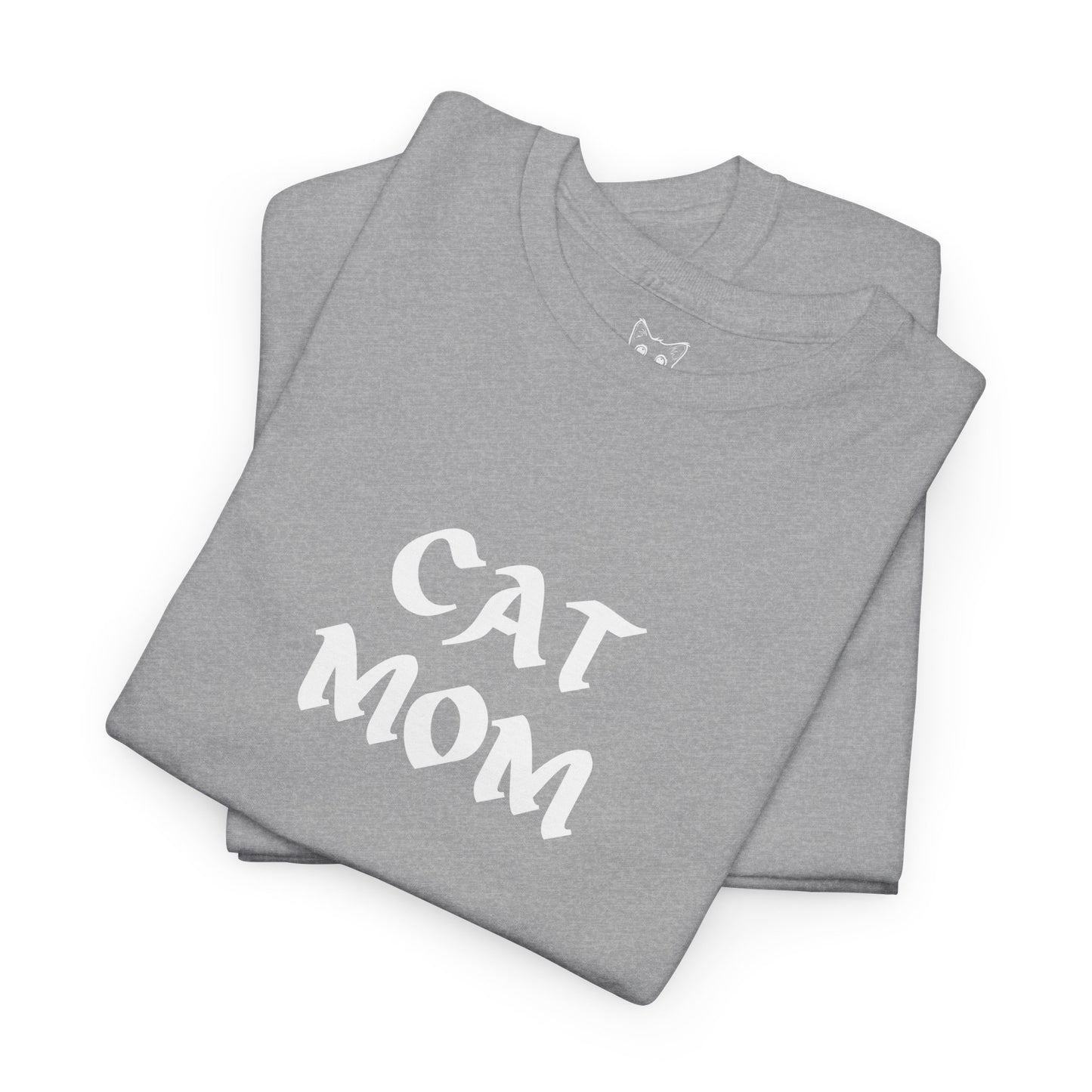 Sports grey t shirt - text CAT MOM