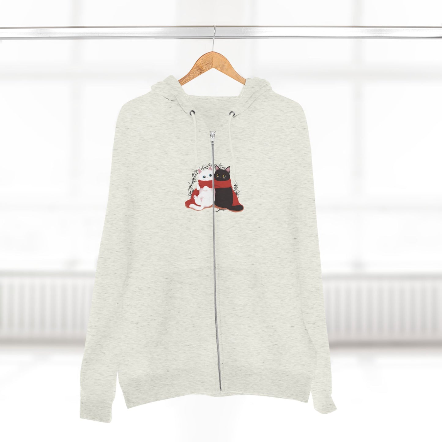 Winter Cat Love Zip Hoodie