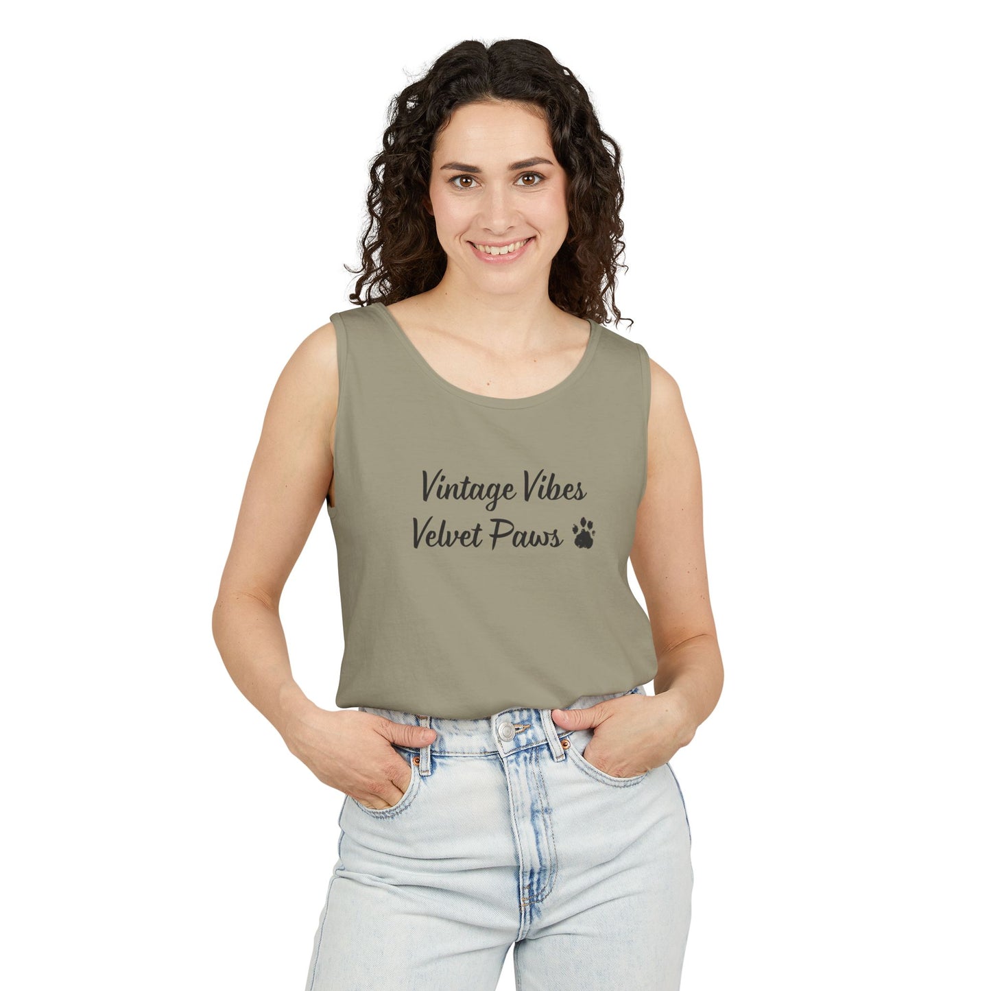 Cat Vintage Vibes Tank Top (Black)