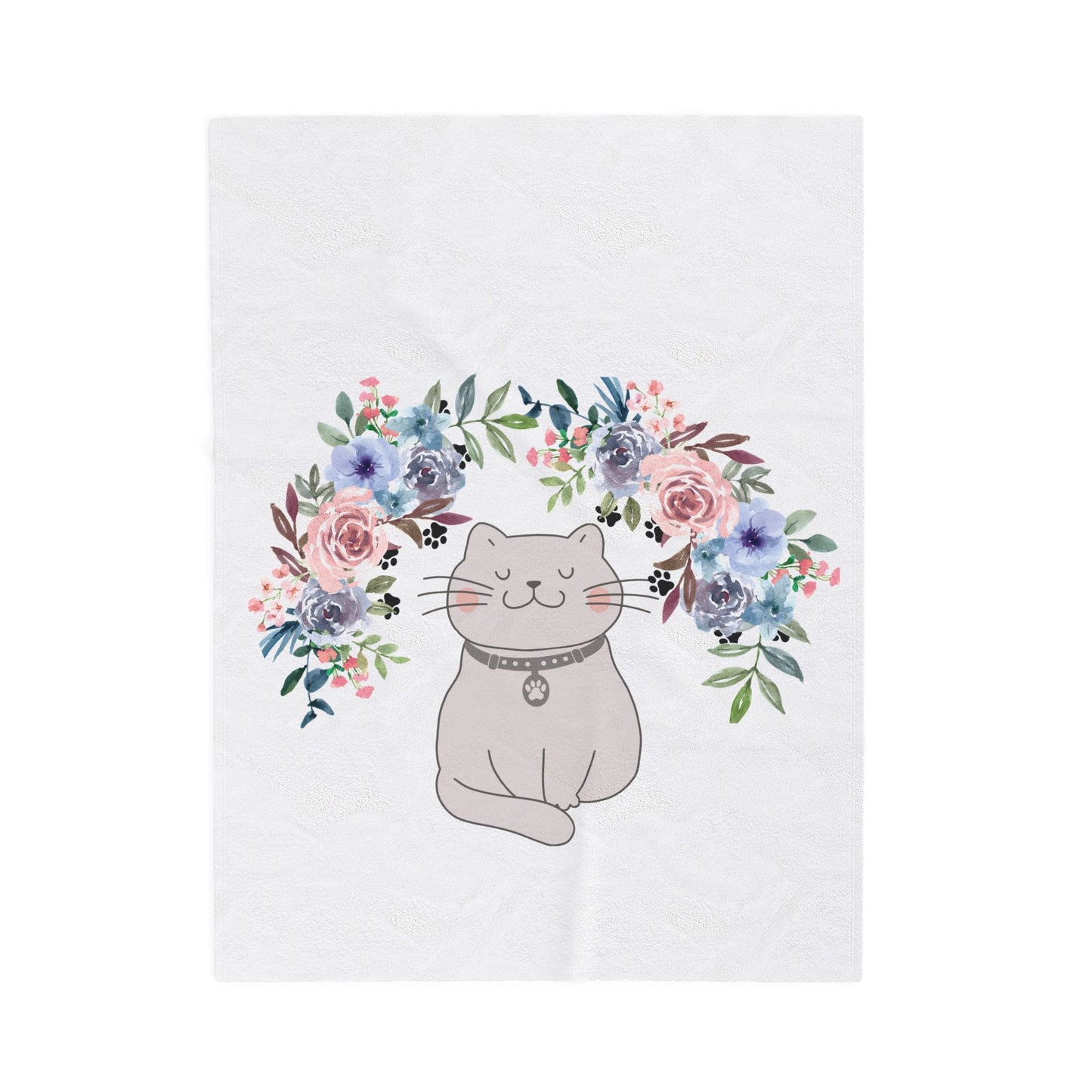 Flower Crown Cat Velveteen Plush Blanket