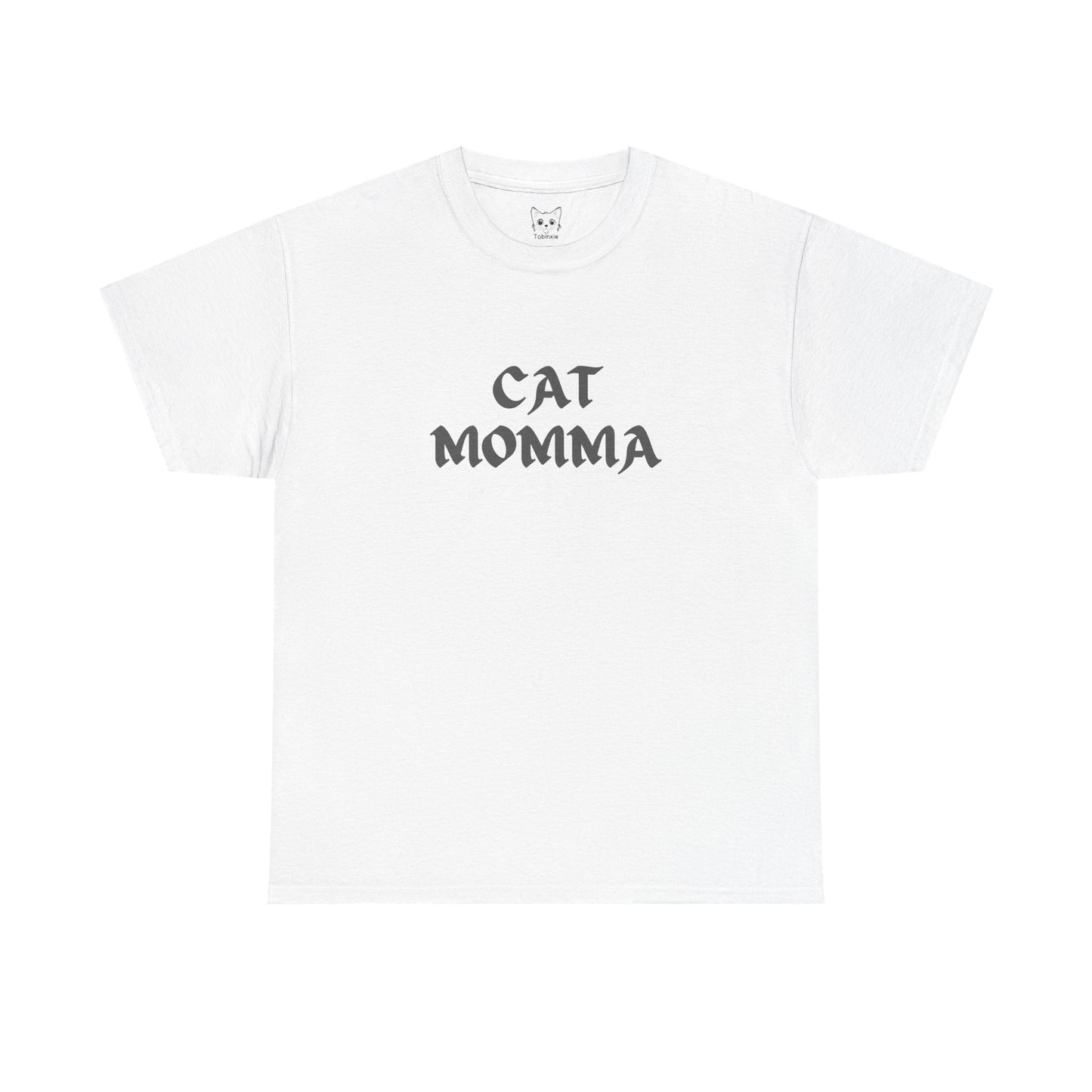 white t shirt- text cat momma