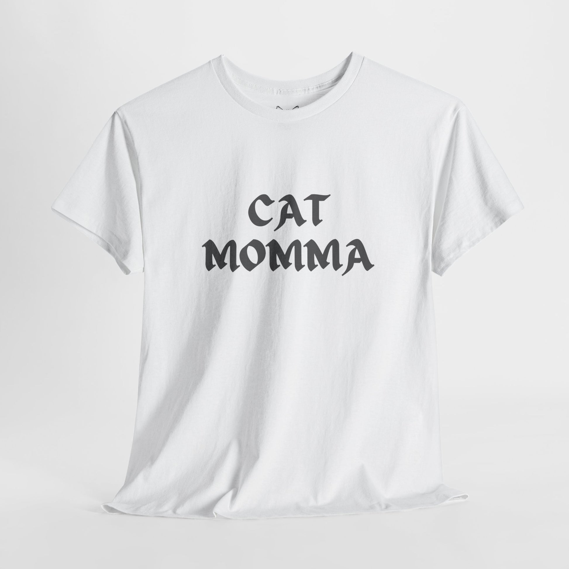 white t shirt- text cat momma