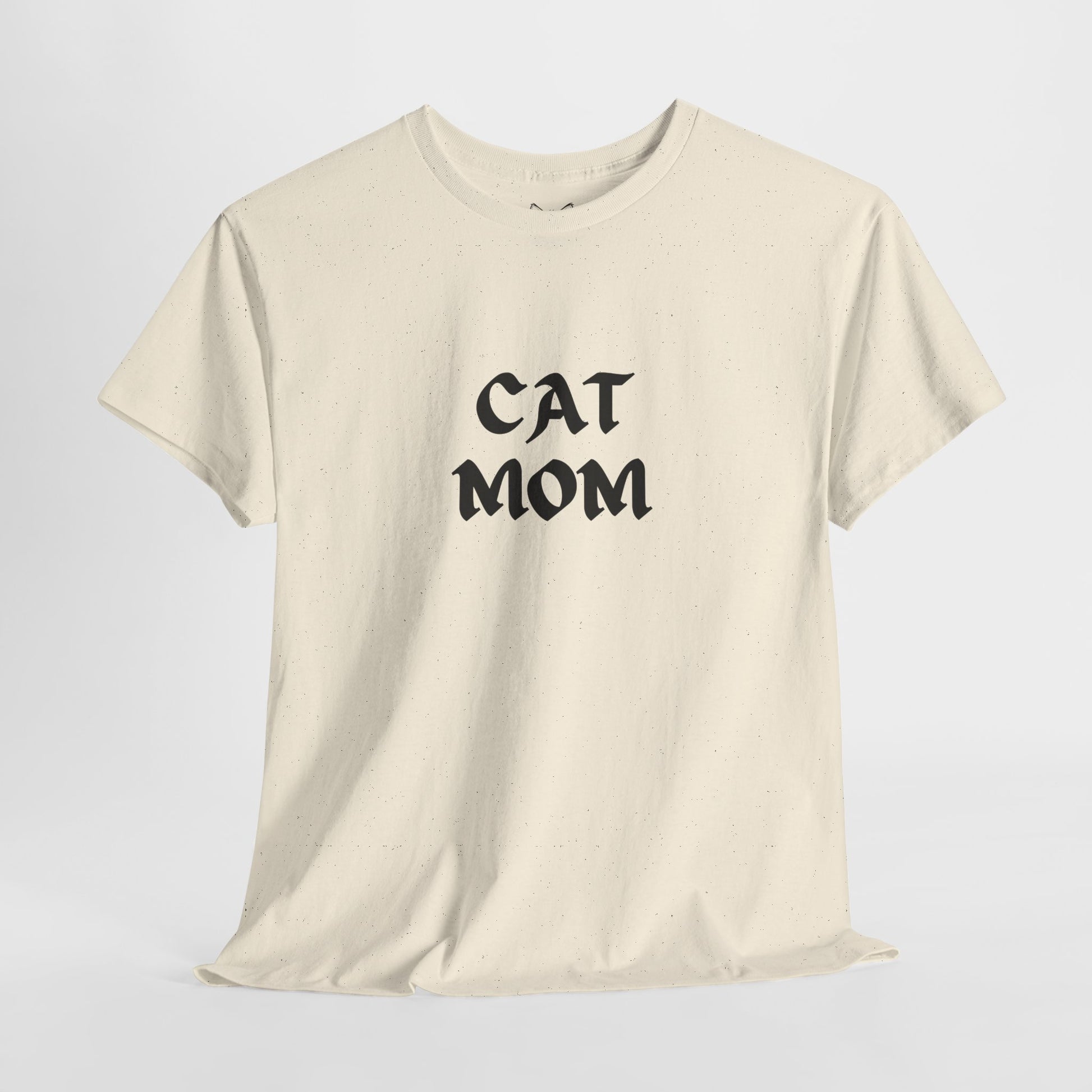 Natural color t shirt- text cat mom