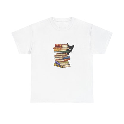 Cute books and cat tee