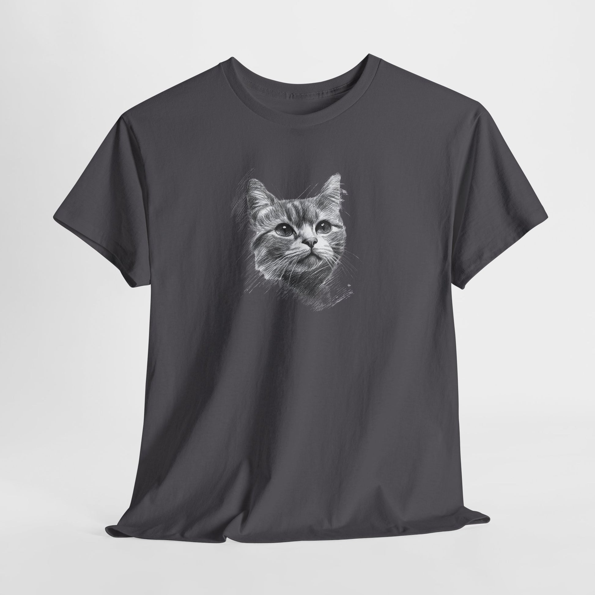 Charcoal t shirt- cute cat sketch