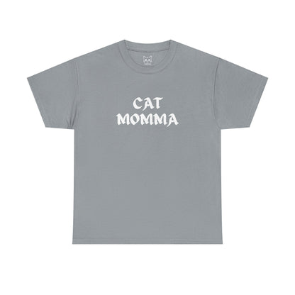 Gravel grey t shirt- text cat momma 