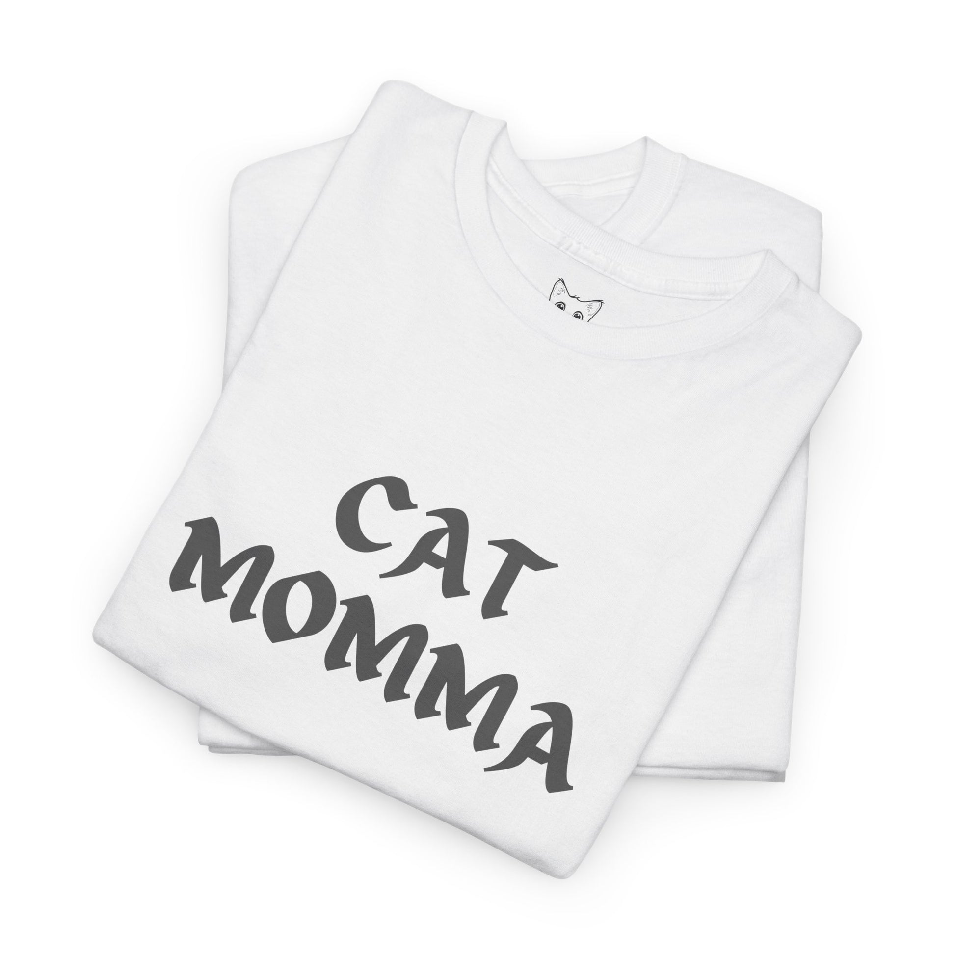 white t shirt- text cat momma