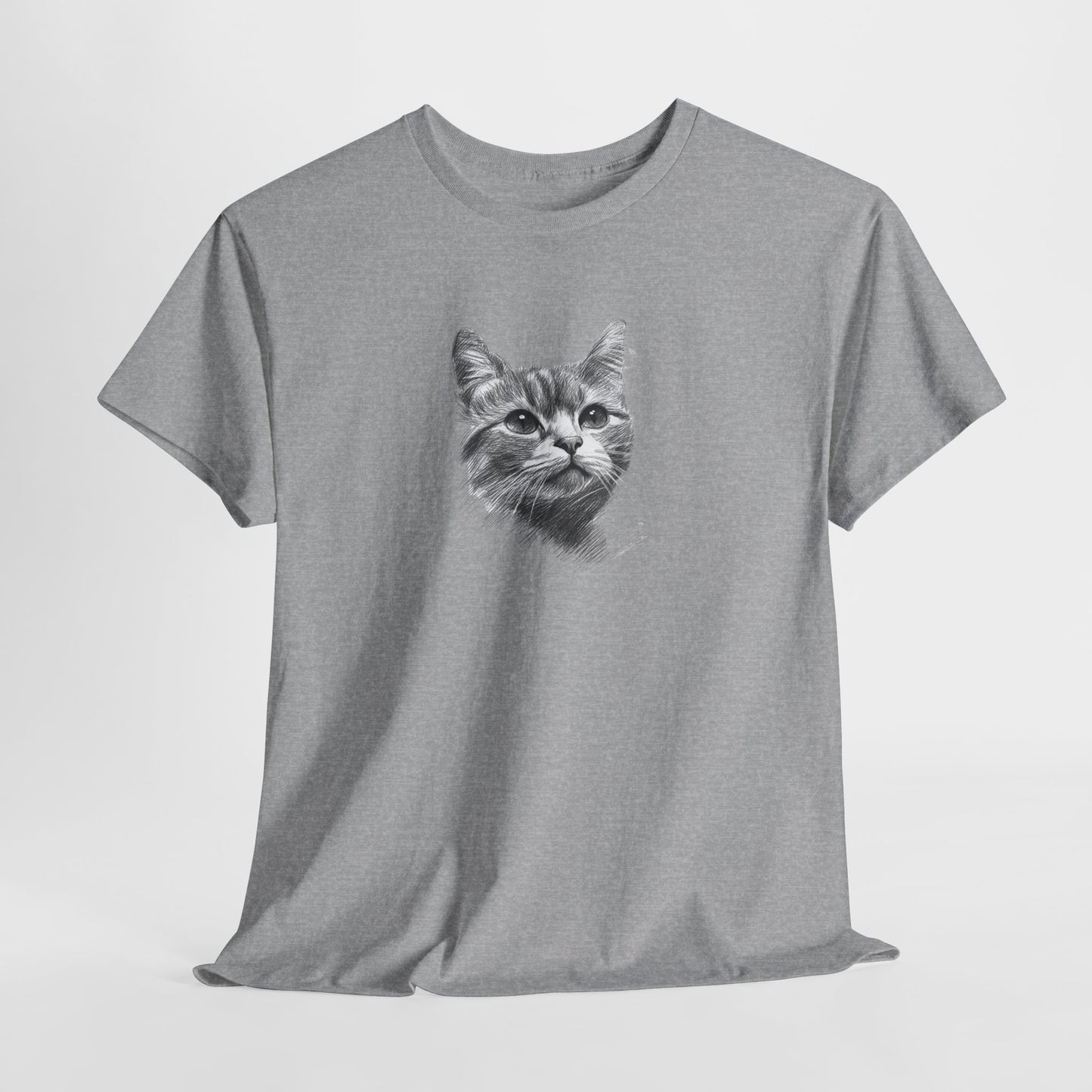 Sports grey t shirt- cute cat sketch